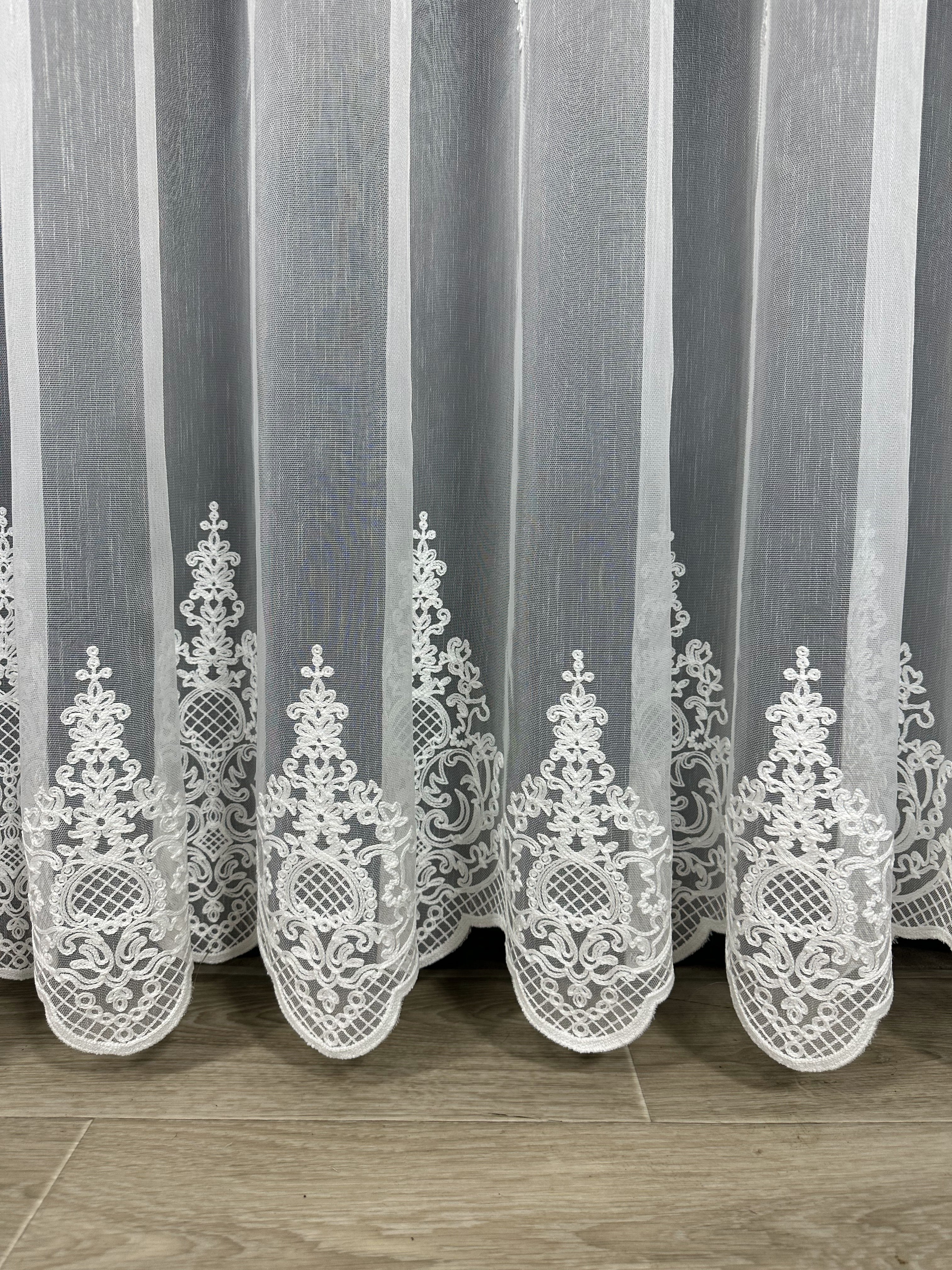 Sheer curtain with beautiful embroidery, milk color