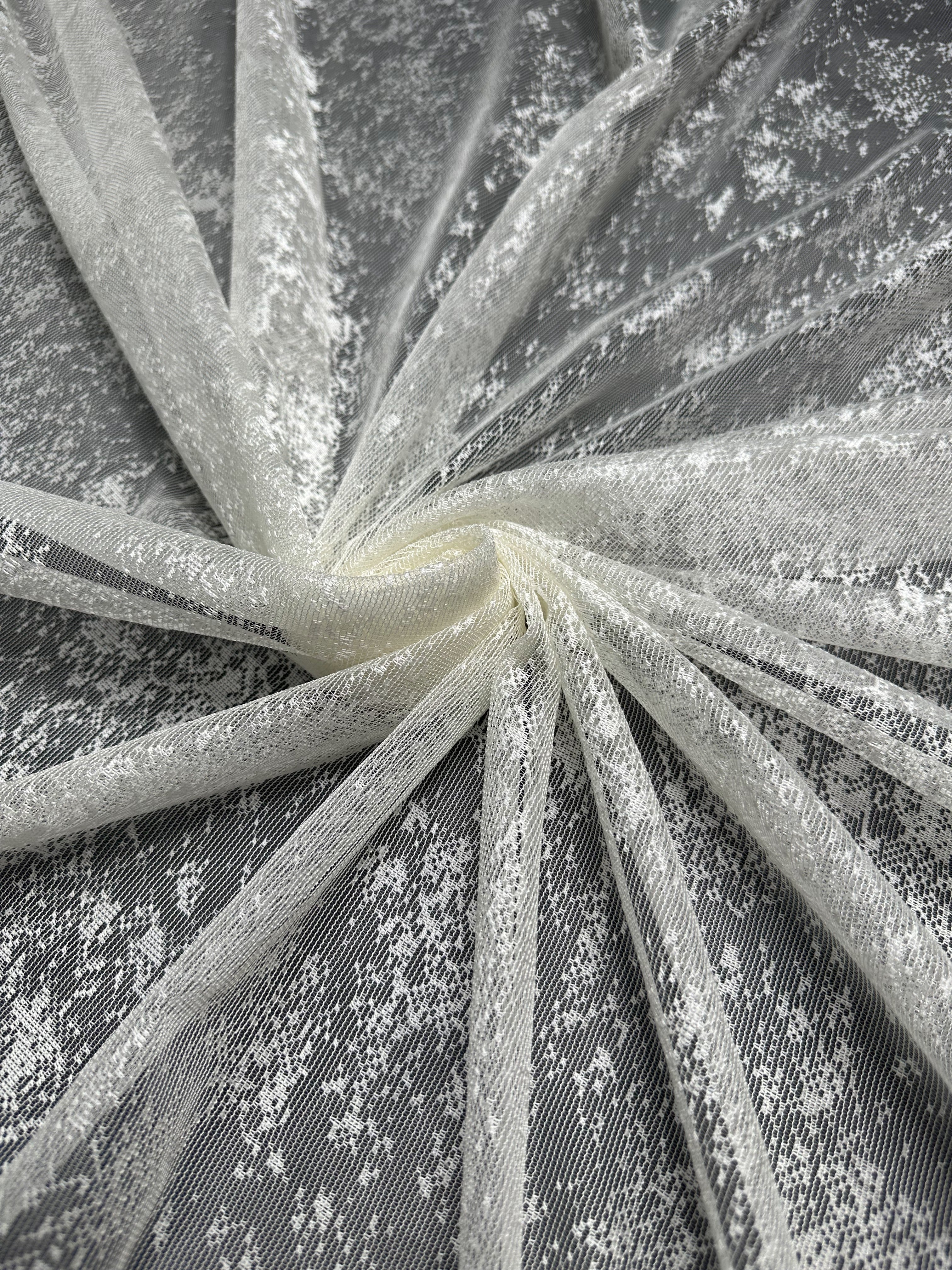 Sheer embroidered curtain “Marble”, milk color