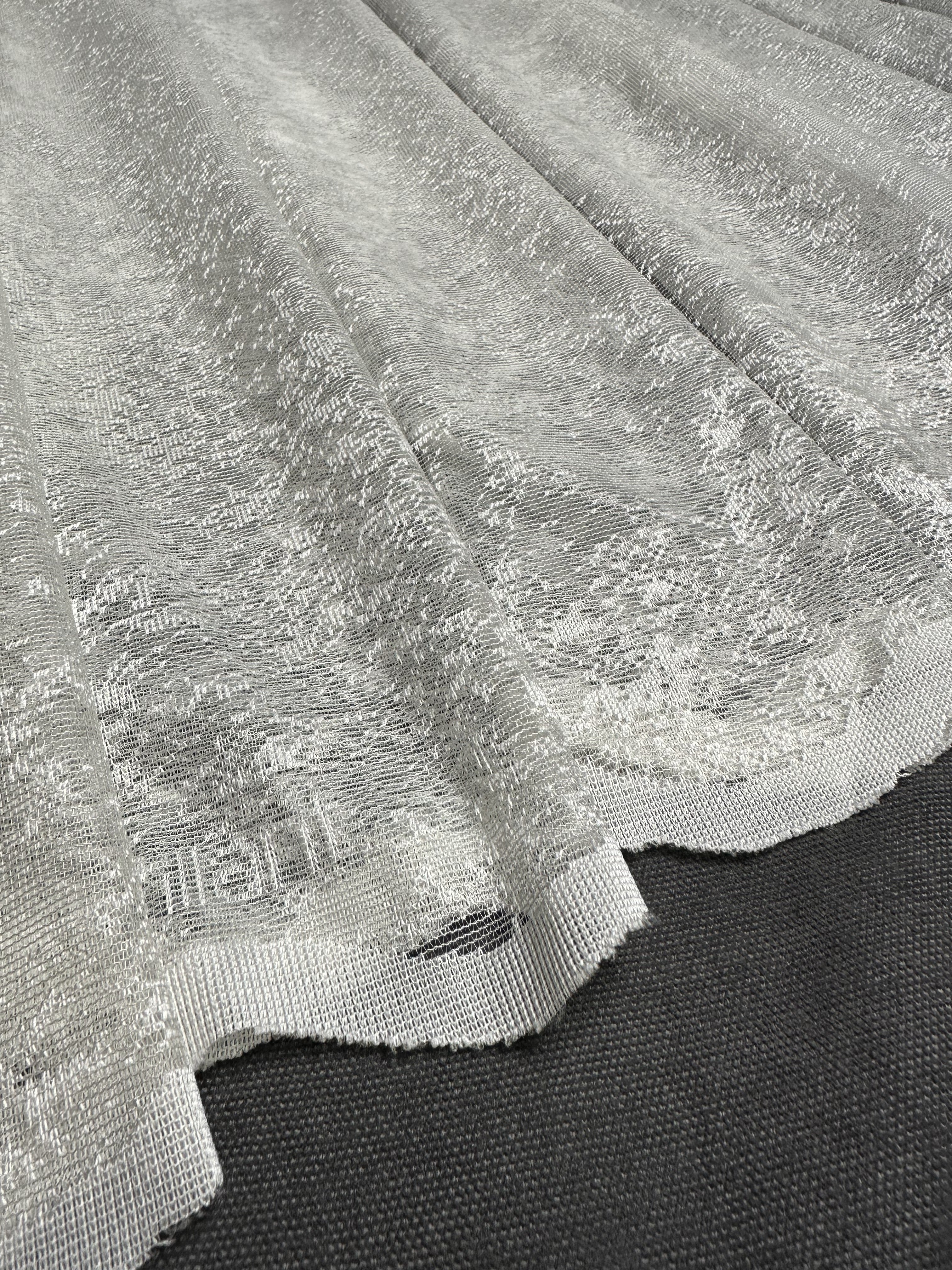 Sheer embroidered curtain “Marble”, milk color