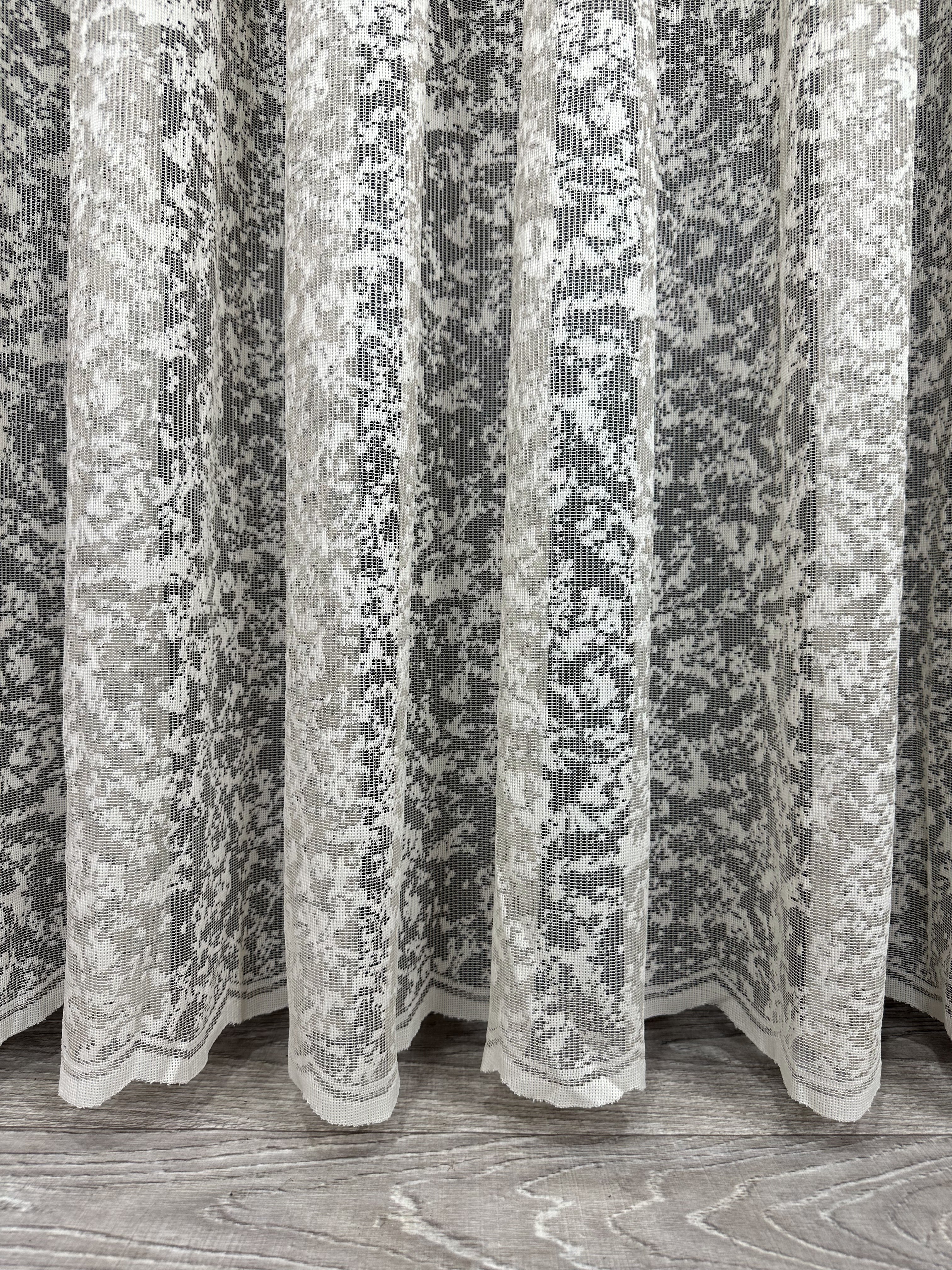 Sheer embroidered curtain “Marble”, cappuccino color