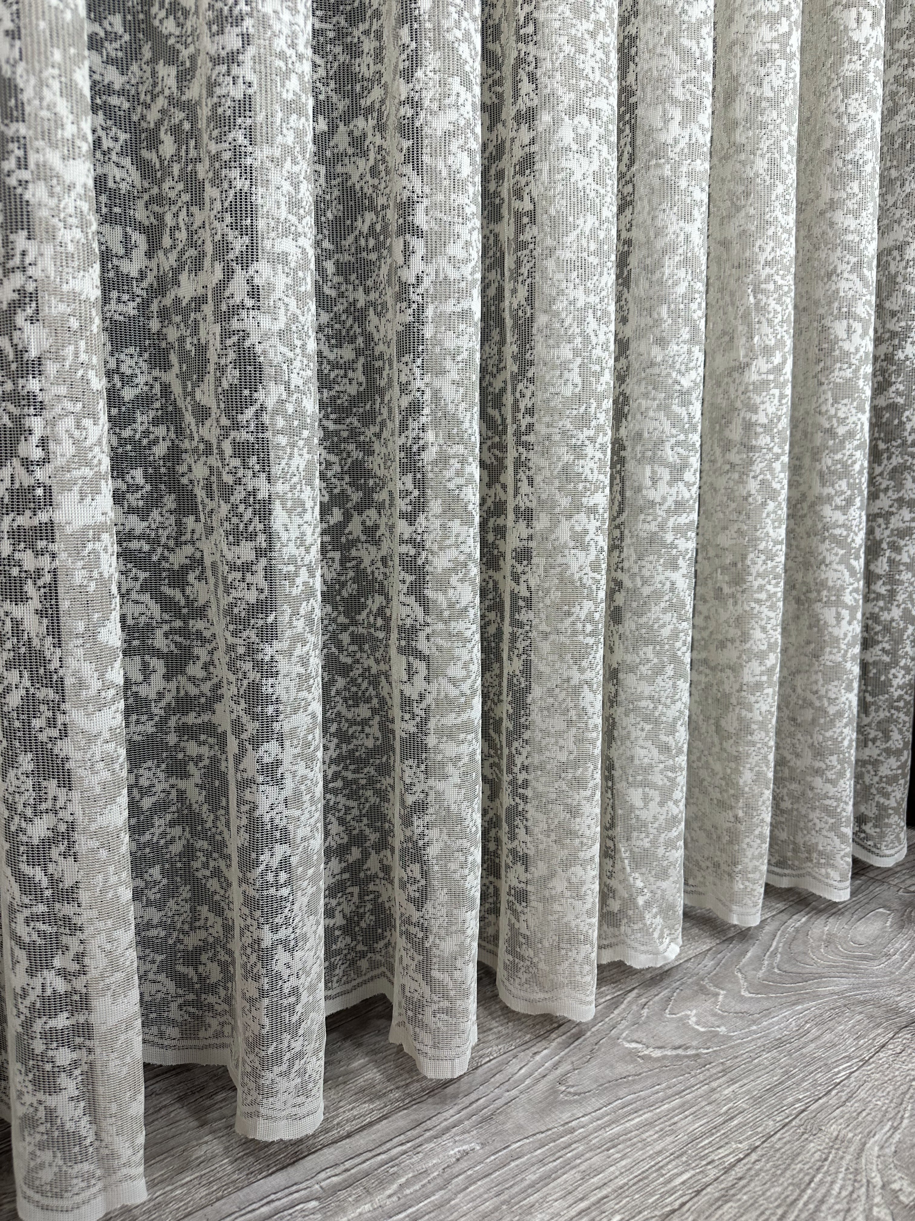 Sheer embroidered curtain “Marble”, cappuccino color