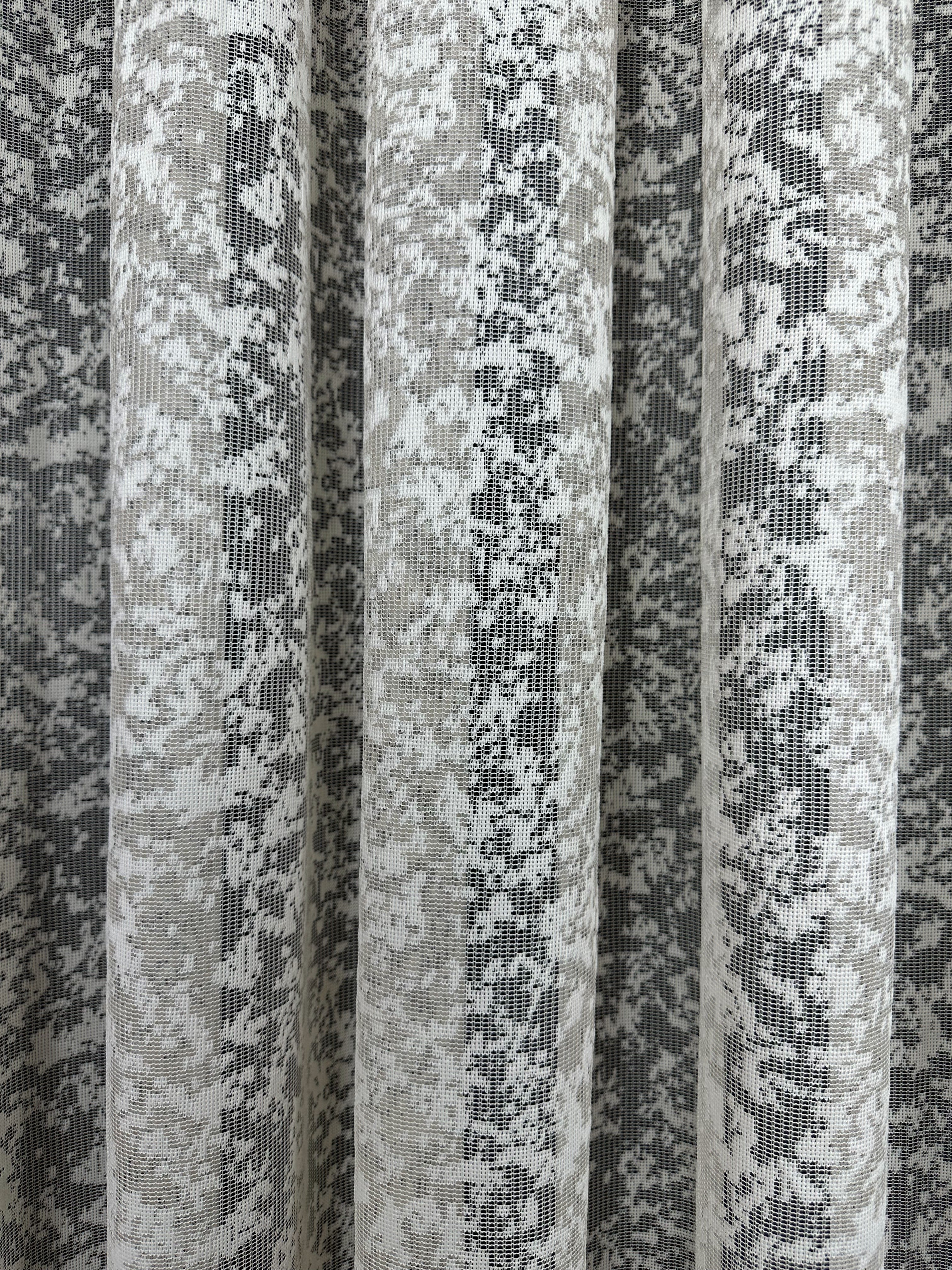 Sheer embroidered curtain “Marble”, cappuccino color