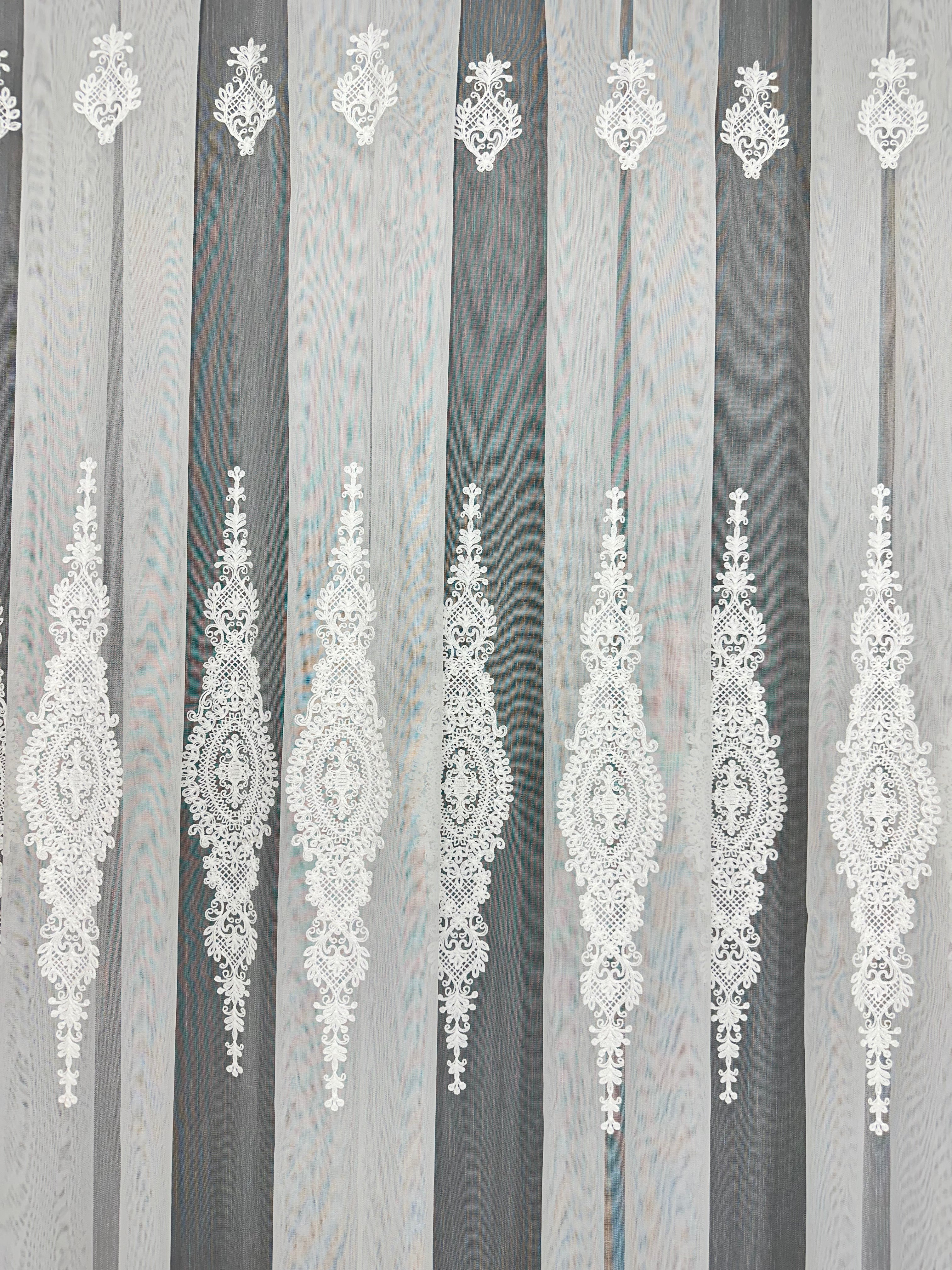 Bamboo-based sheer curtain with beautiful embroidery, milk color