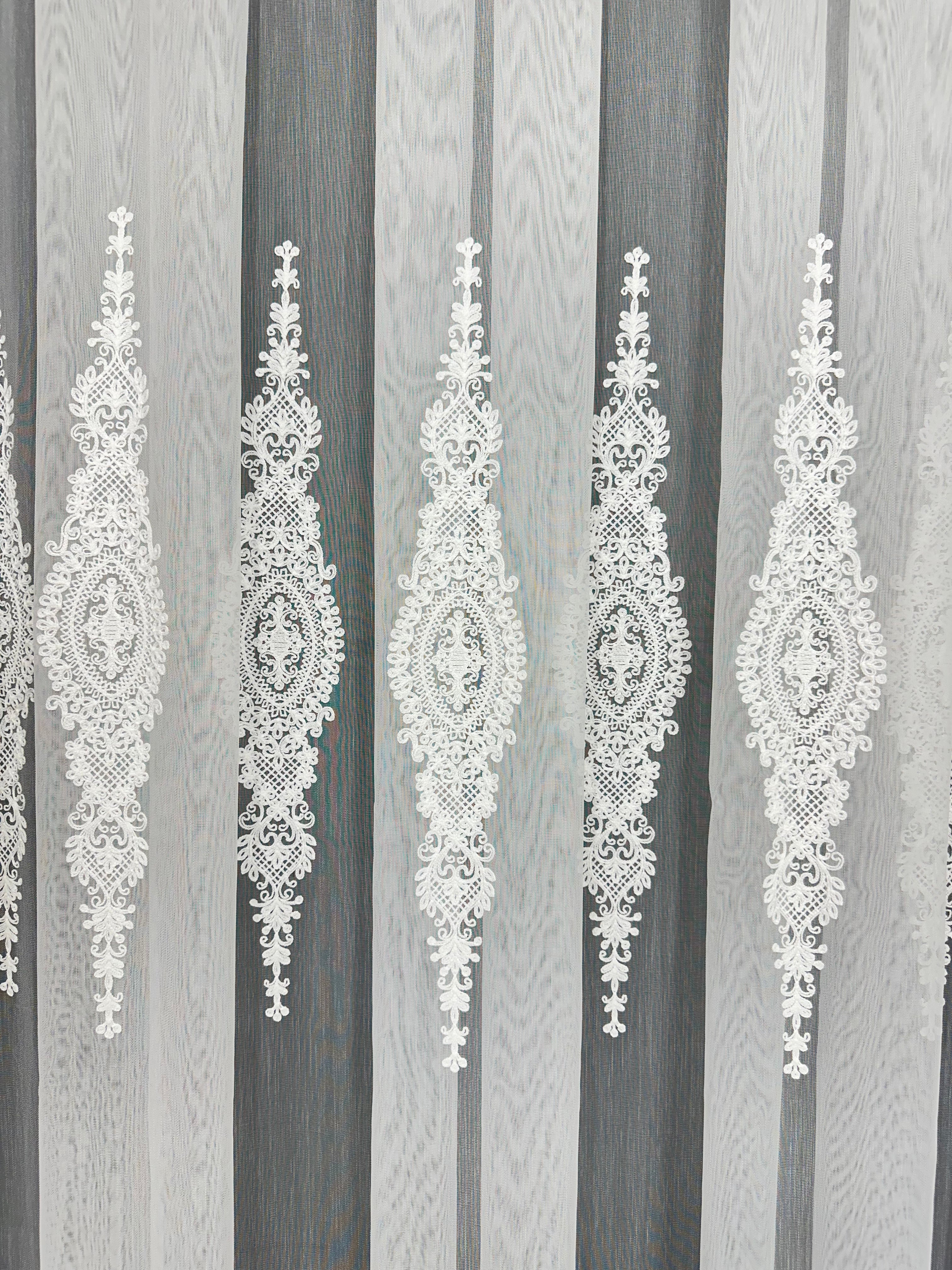 Bamboo-based sheer curtain with beautiful embroidery, milk color