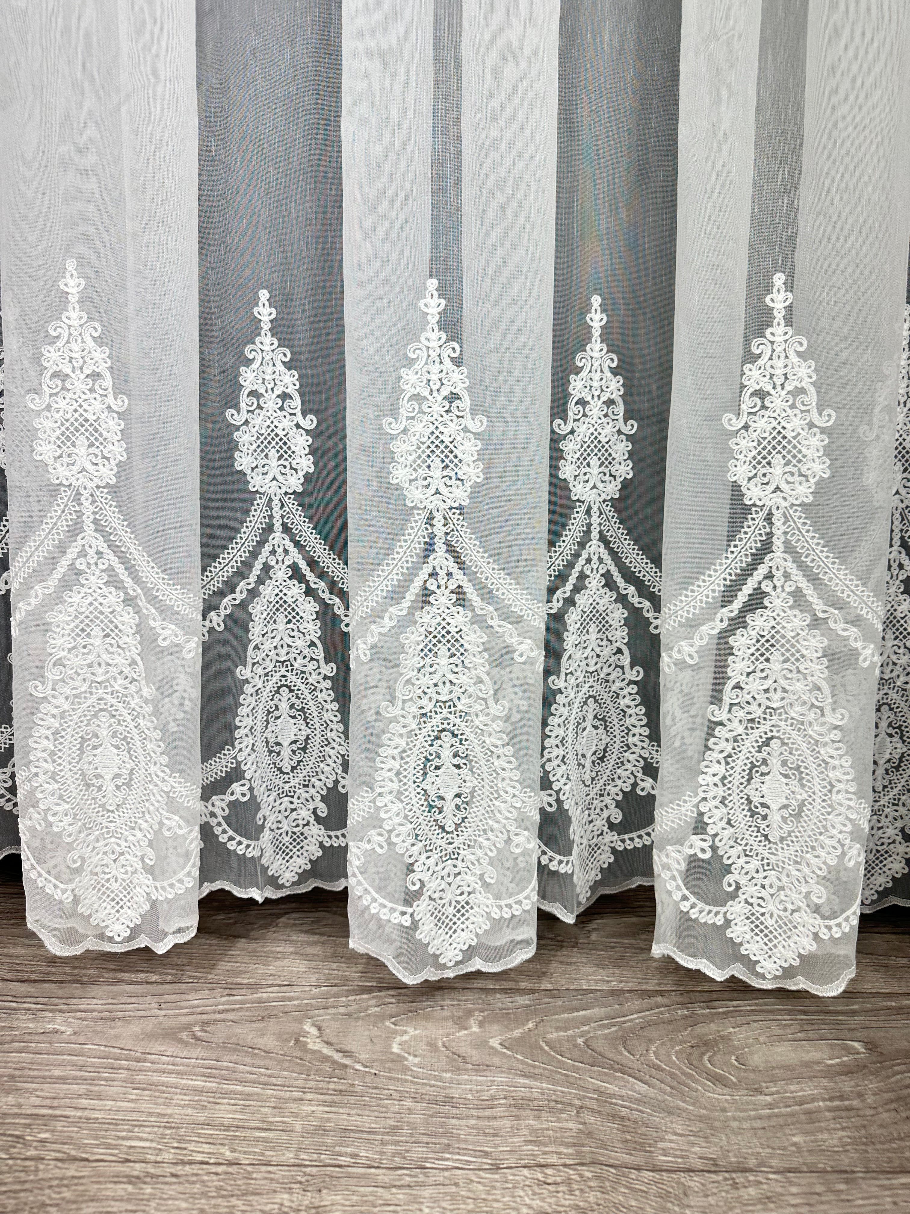 Bamboo-based sheer curtain with beautiful embroidery, milk color