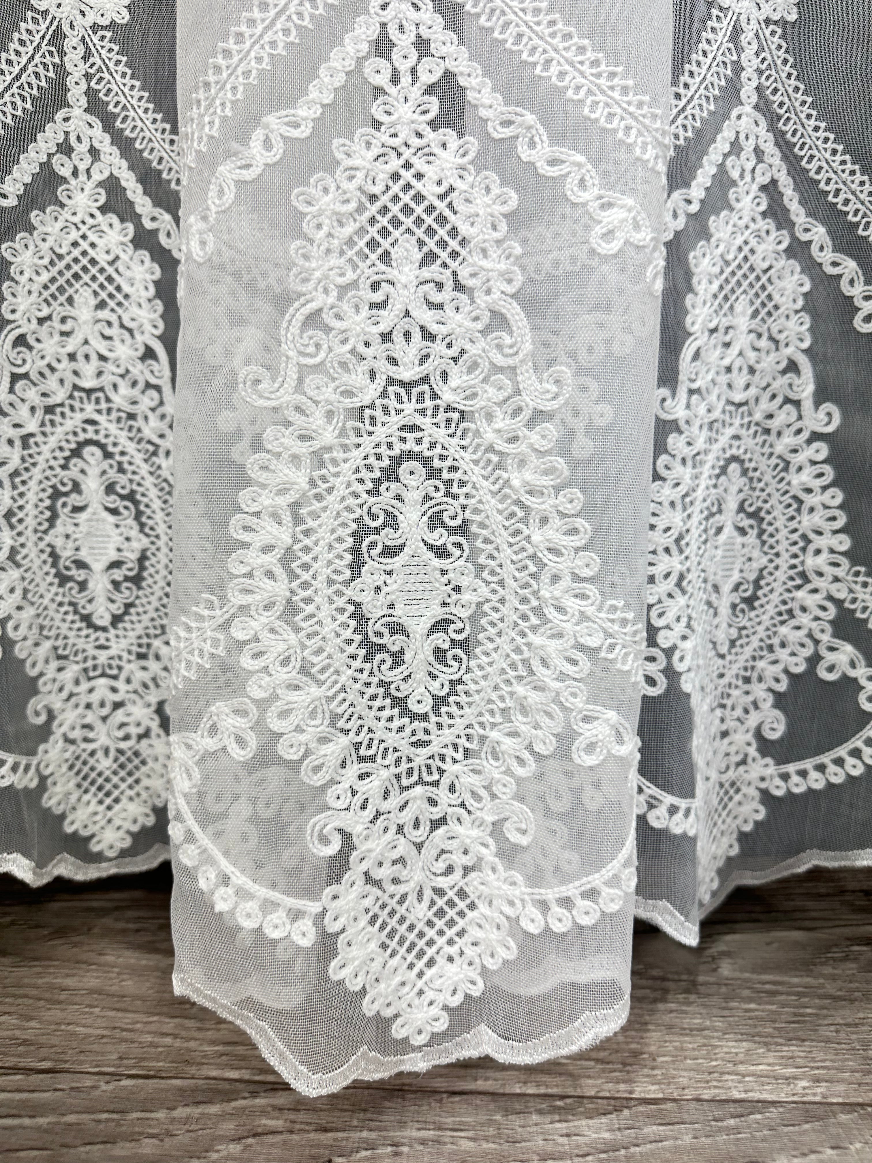 Bamboo-based sheer curtain with beautiful embroidery, milk color