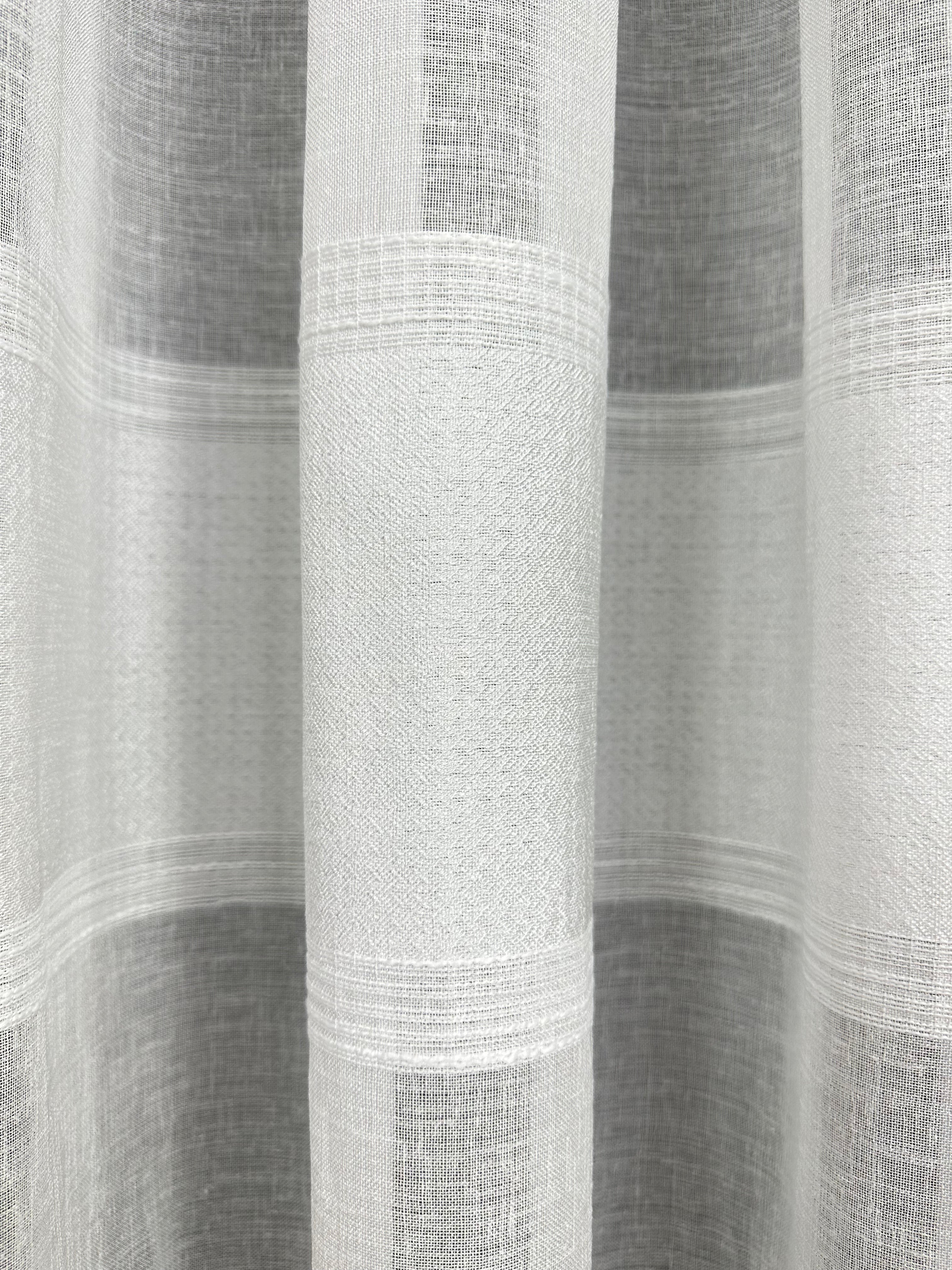 Linen sheer curtain with stripes, milk color