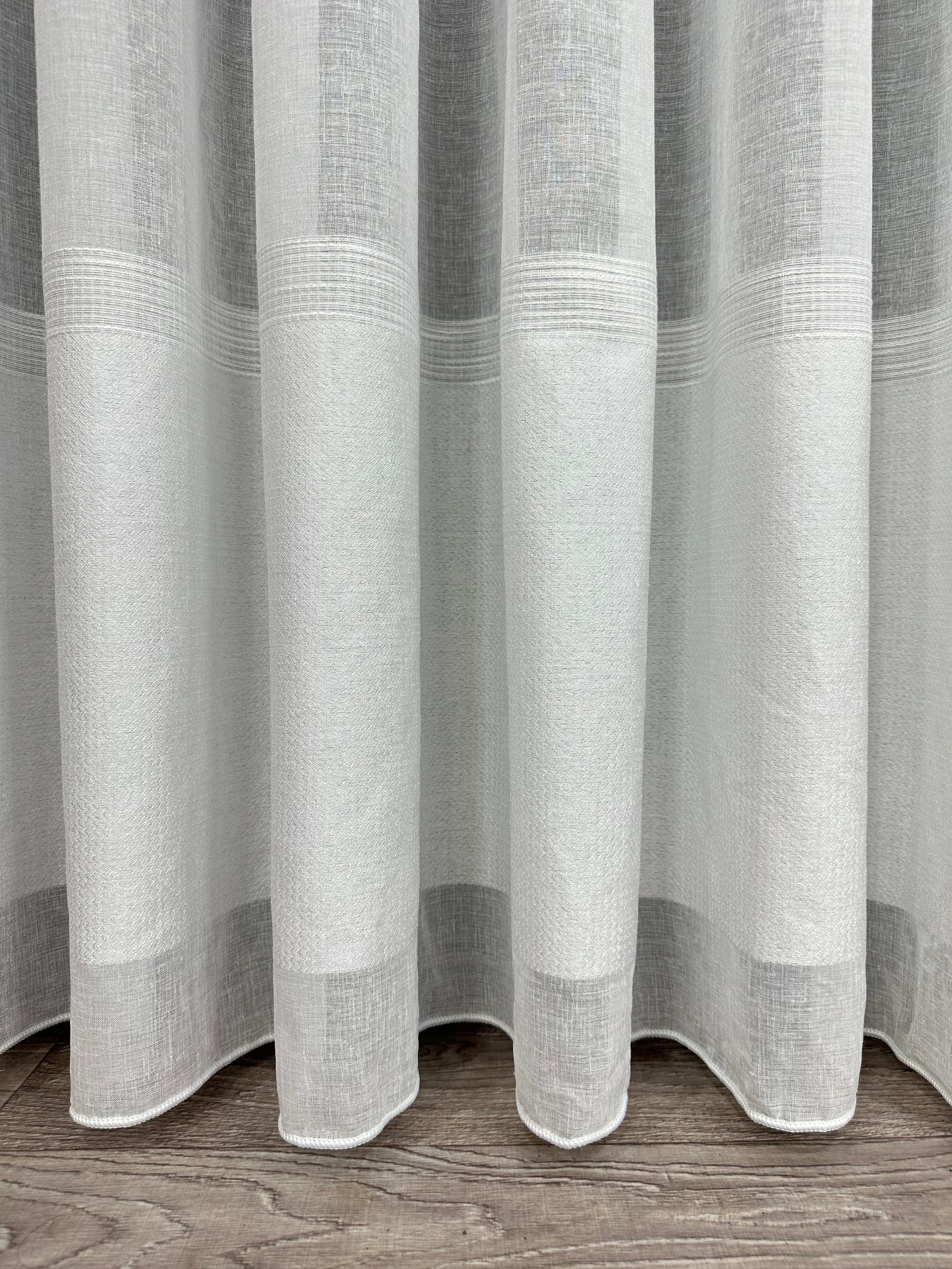 Linen sheer curtain with stripes, milk color