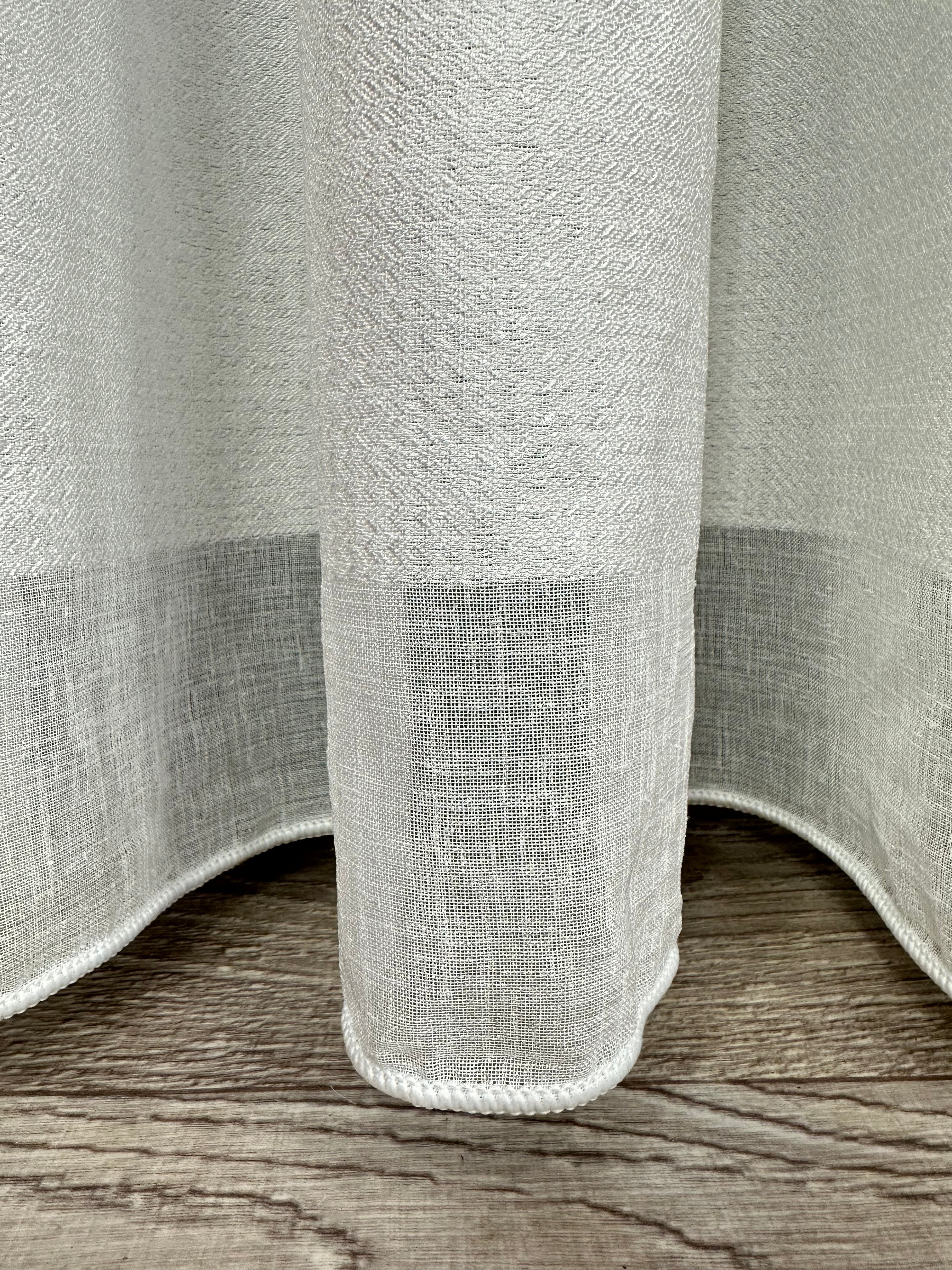 Linen sheer curtain with stripes, milk color