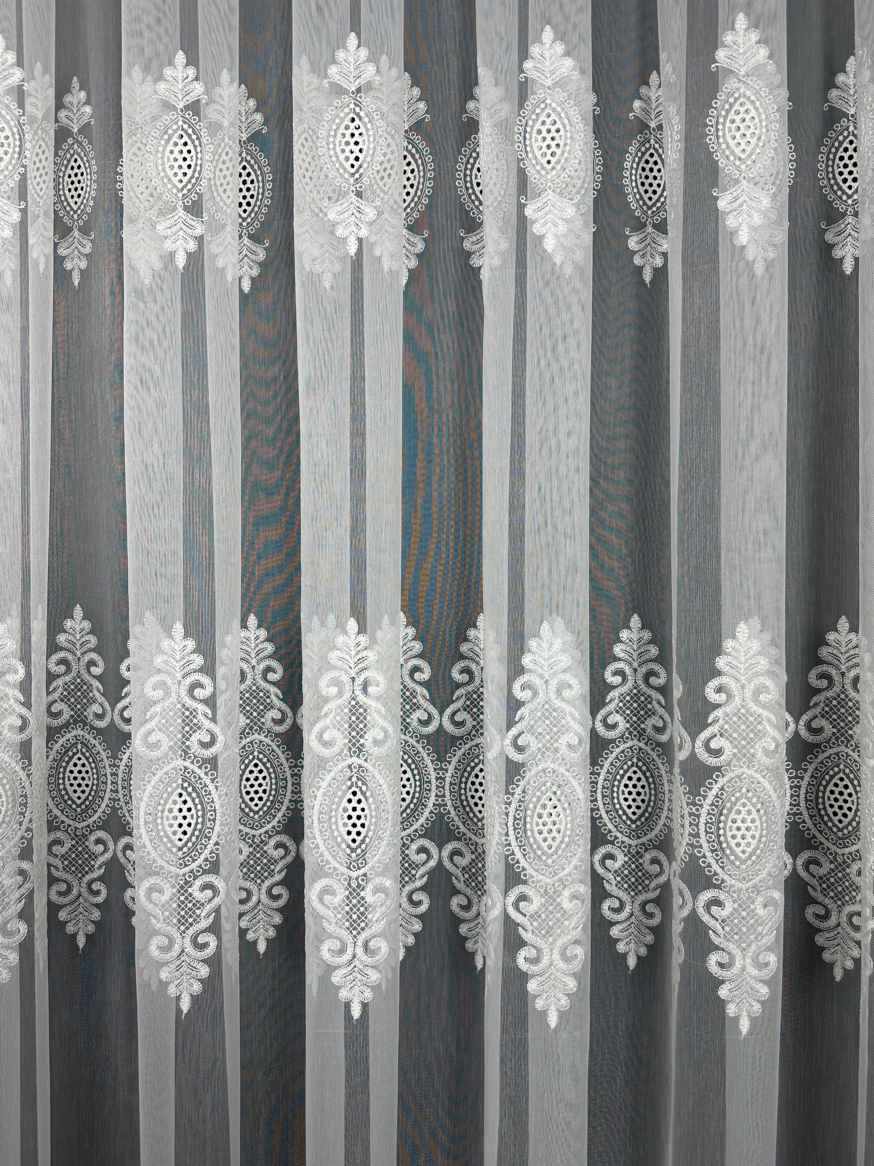 Sheer curtain with beautiful embroidery, milk color