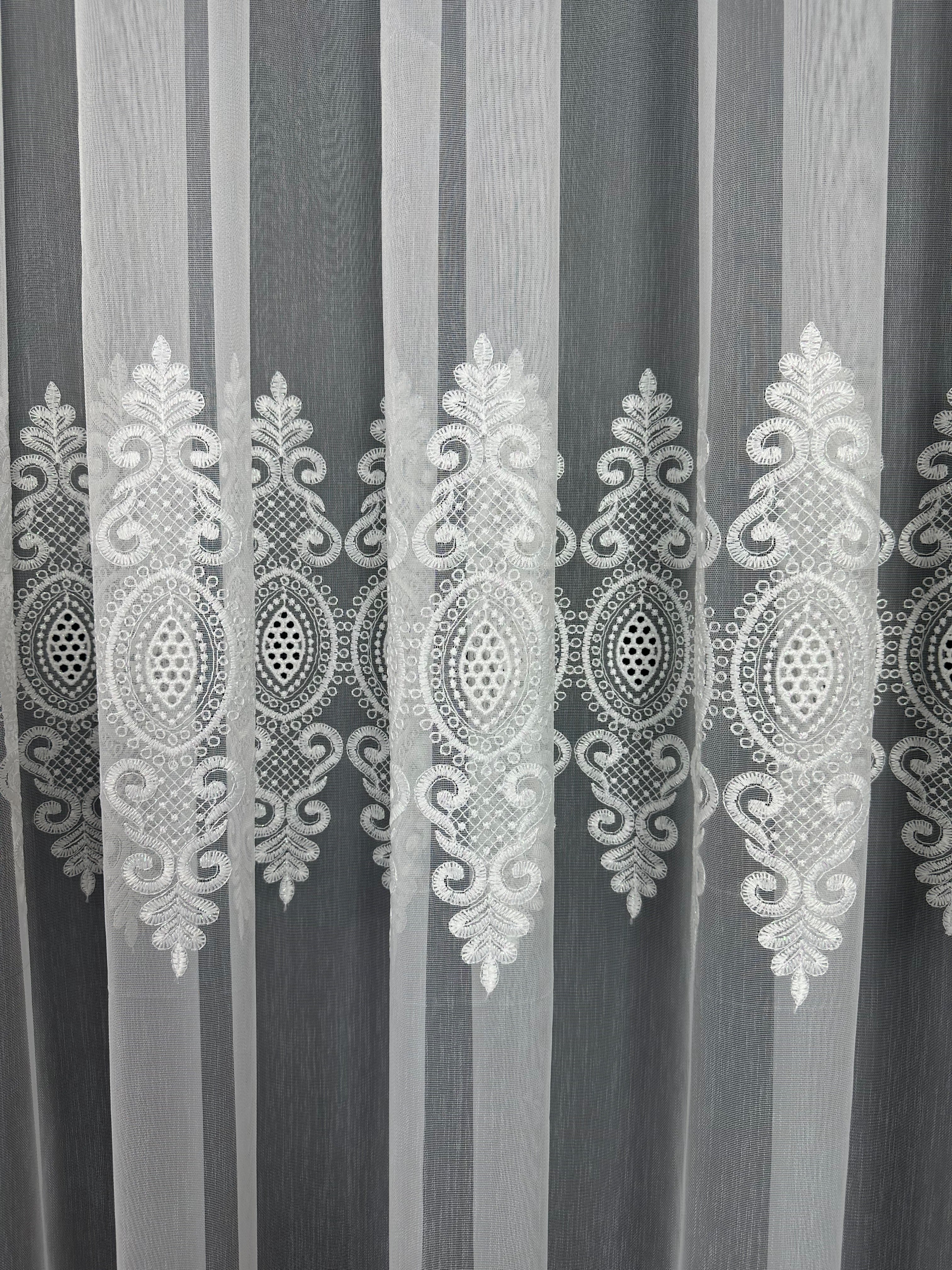 Sheer curtain with beautiful embroidery, milk color