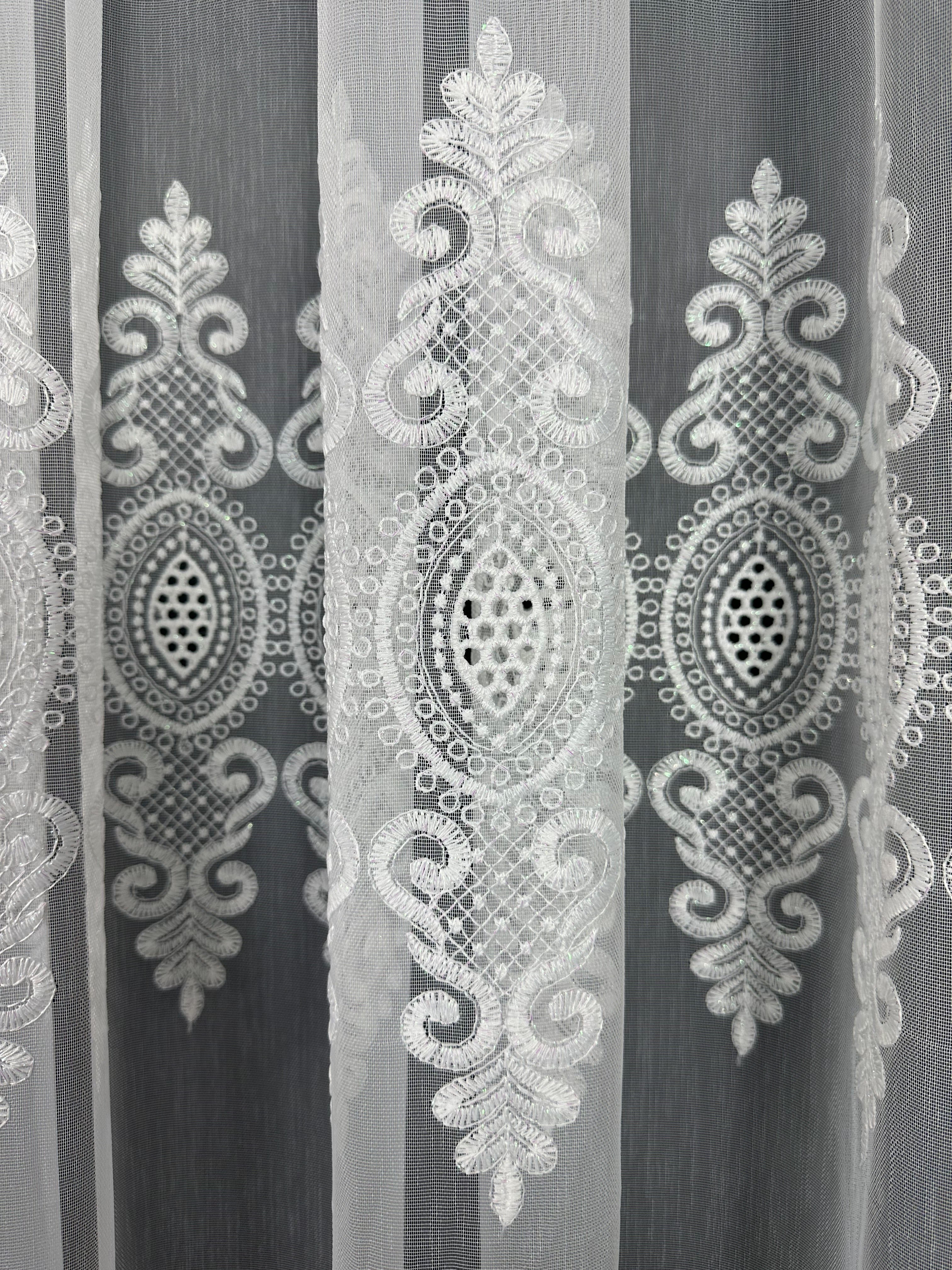 Sheer curtain with beautiful embroidery, milk color