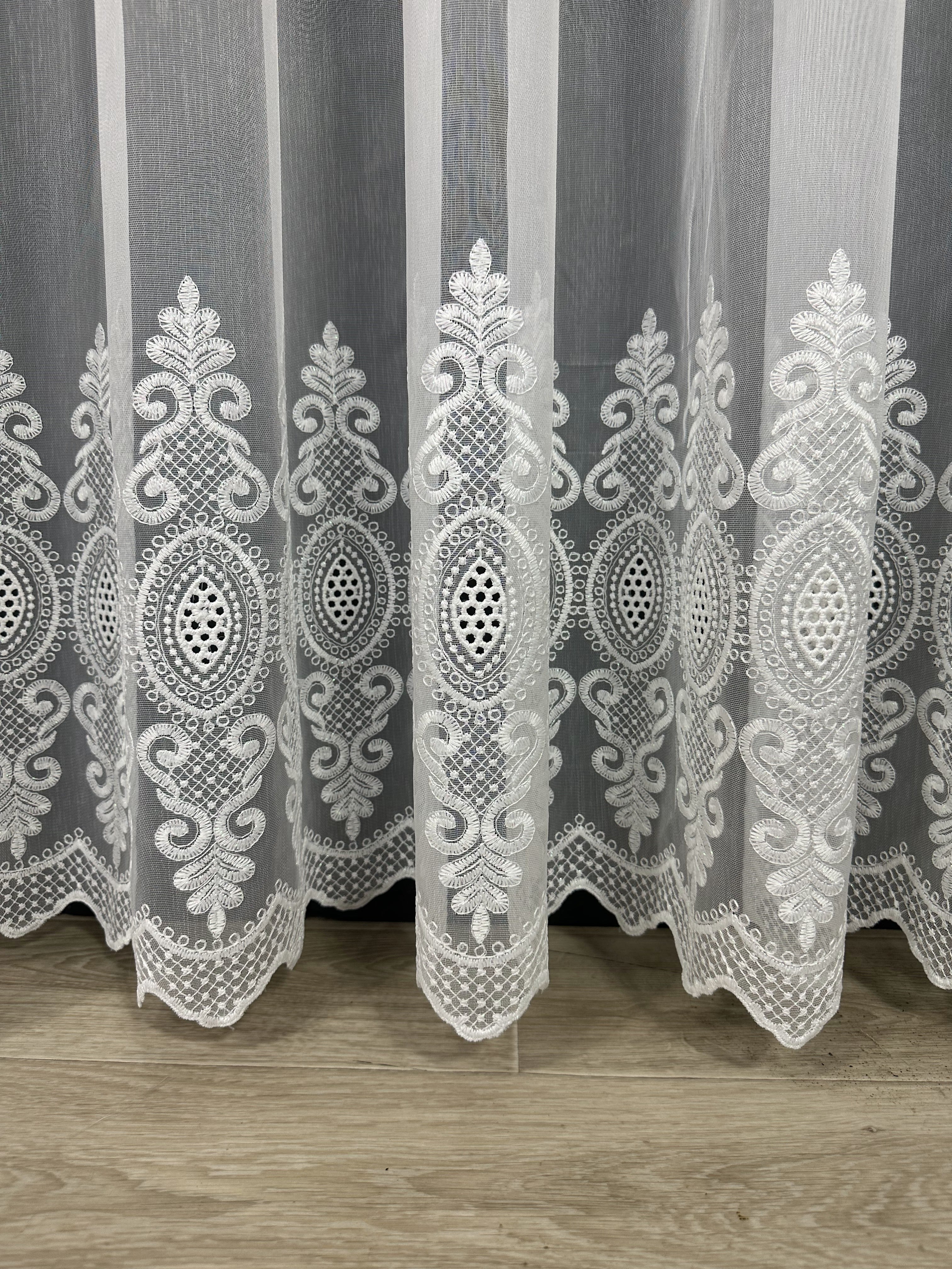 Sheer curtain with beautiful embroidery, milk color