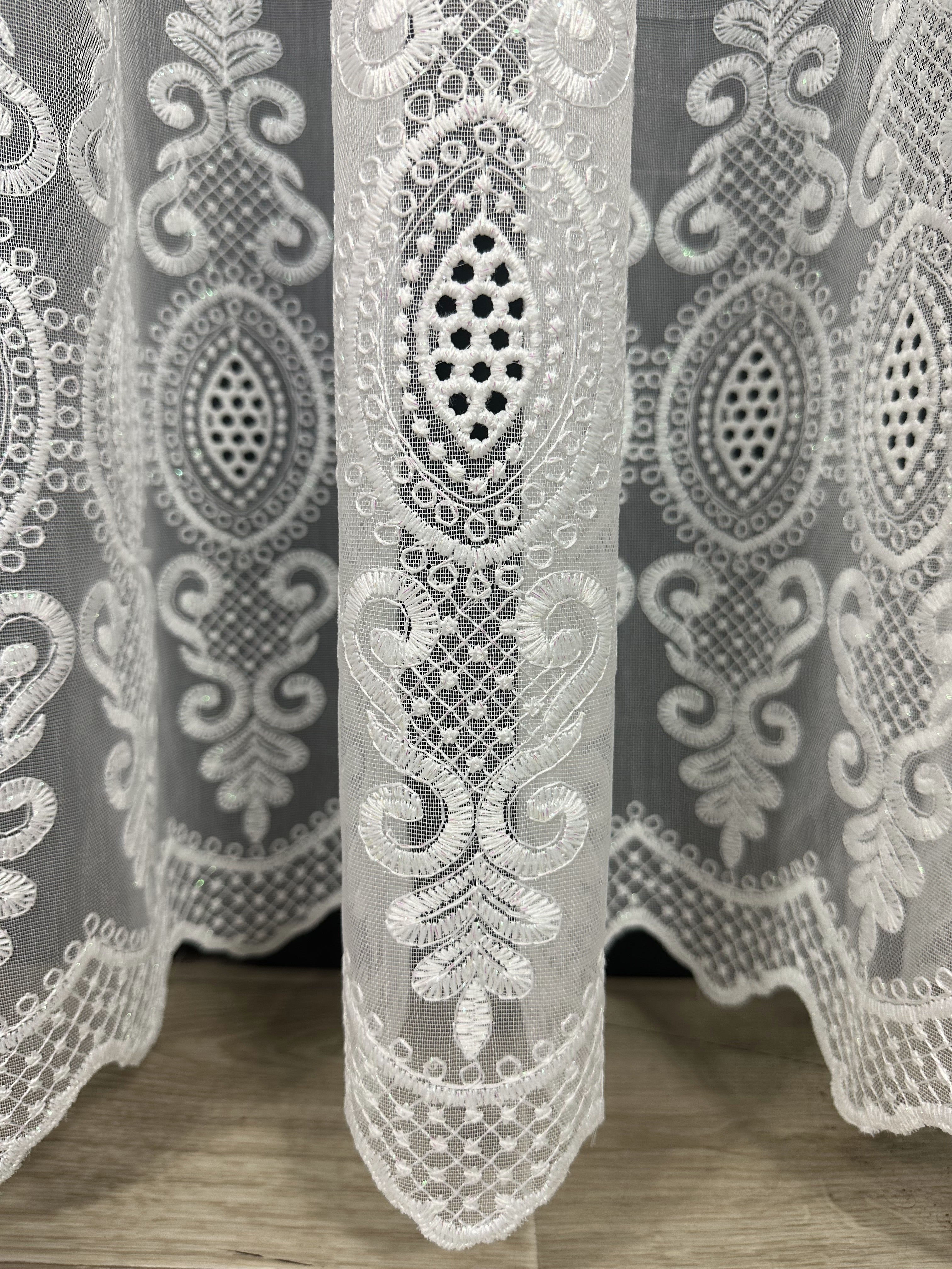 Sheer curtain with beautiful embroidery, milk color