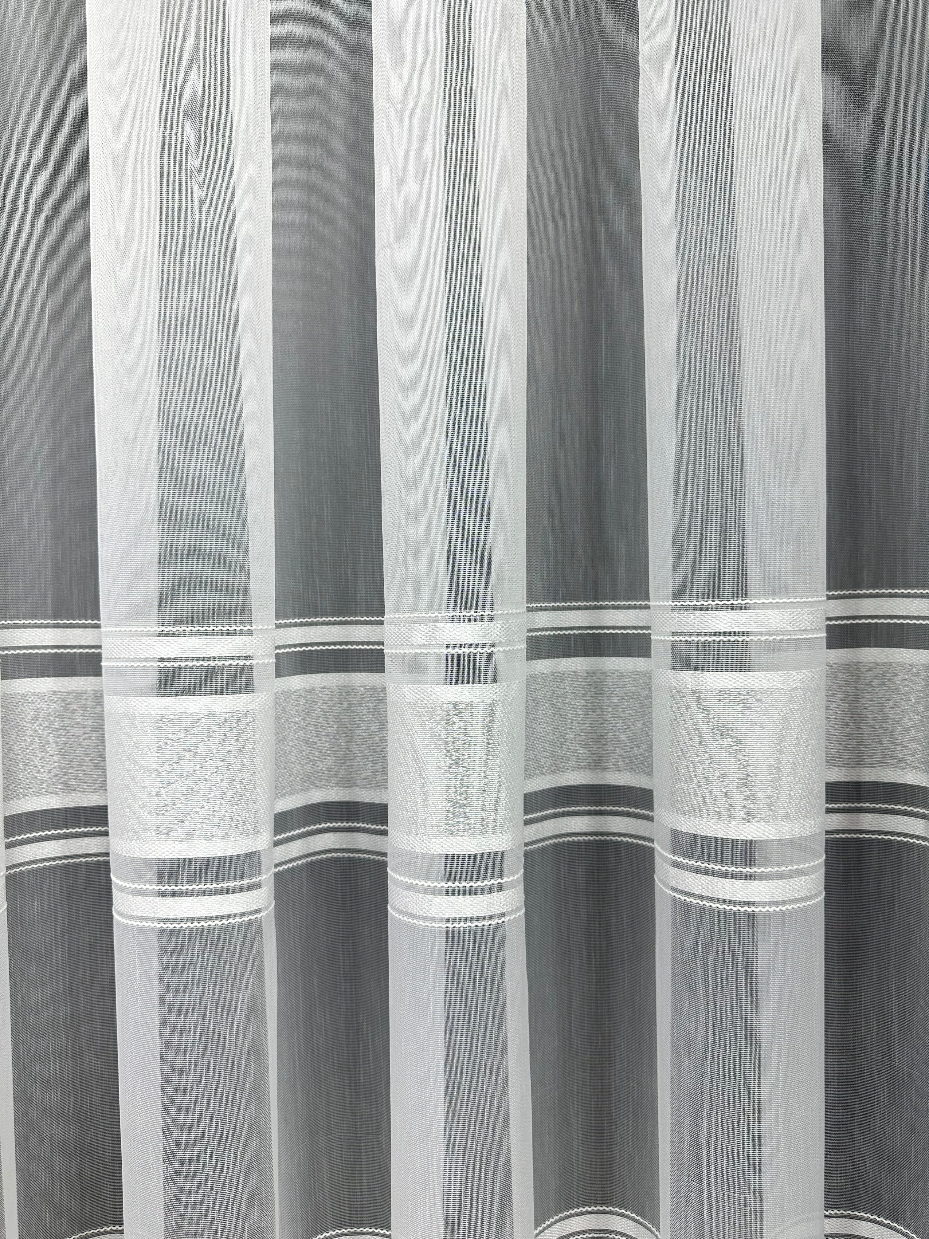 Bamboo-based sheer curtain with stripes, milk color