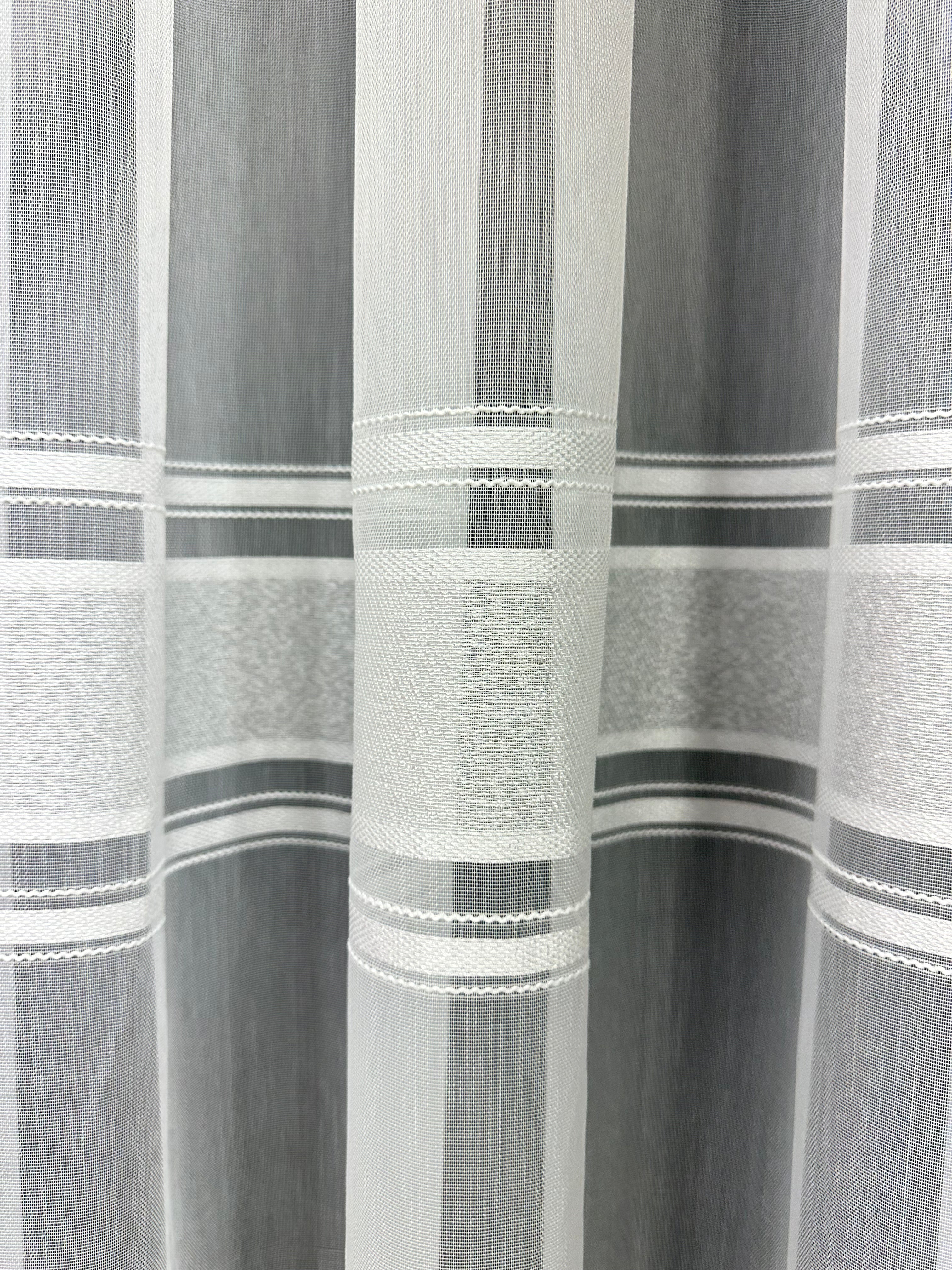 Bamboo-based sheer curtain with stripes, milk color