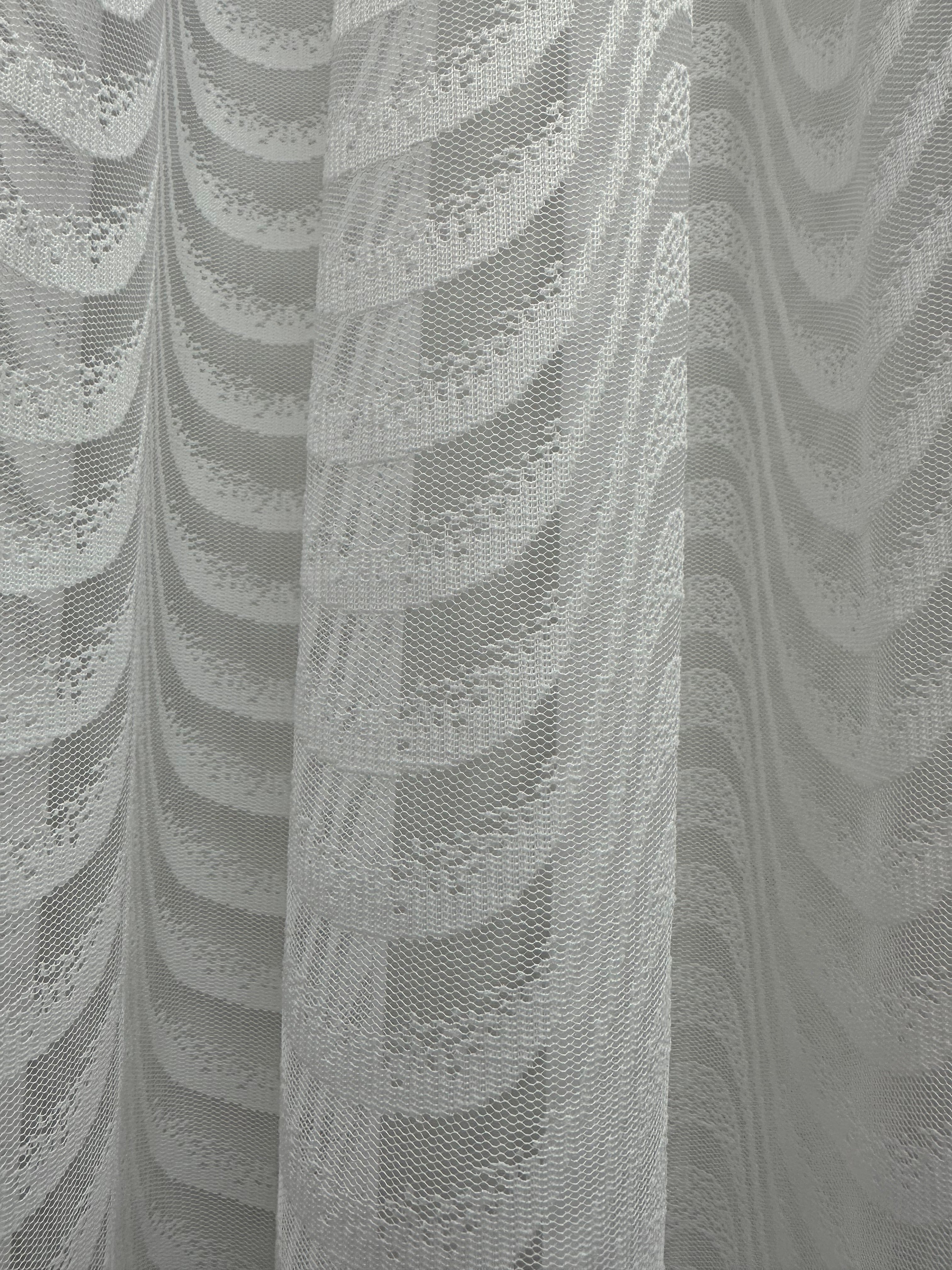 Sheer embroidered curtain “Wave”, white color