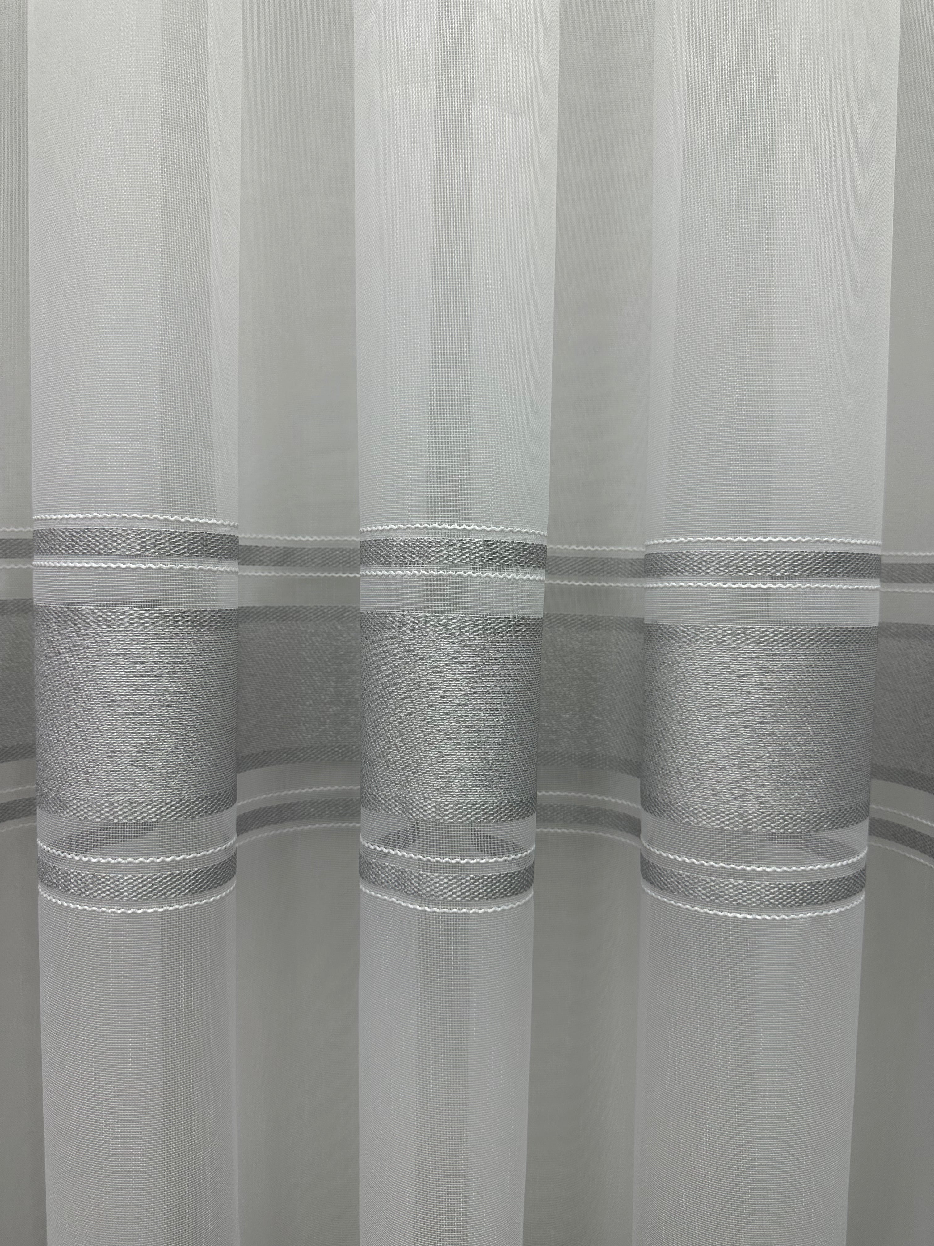 Bamboo-based sheer curtain with stripes, light gray color