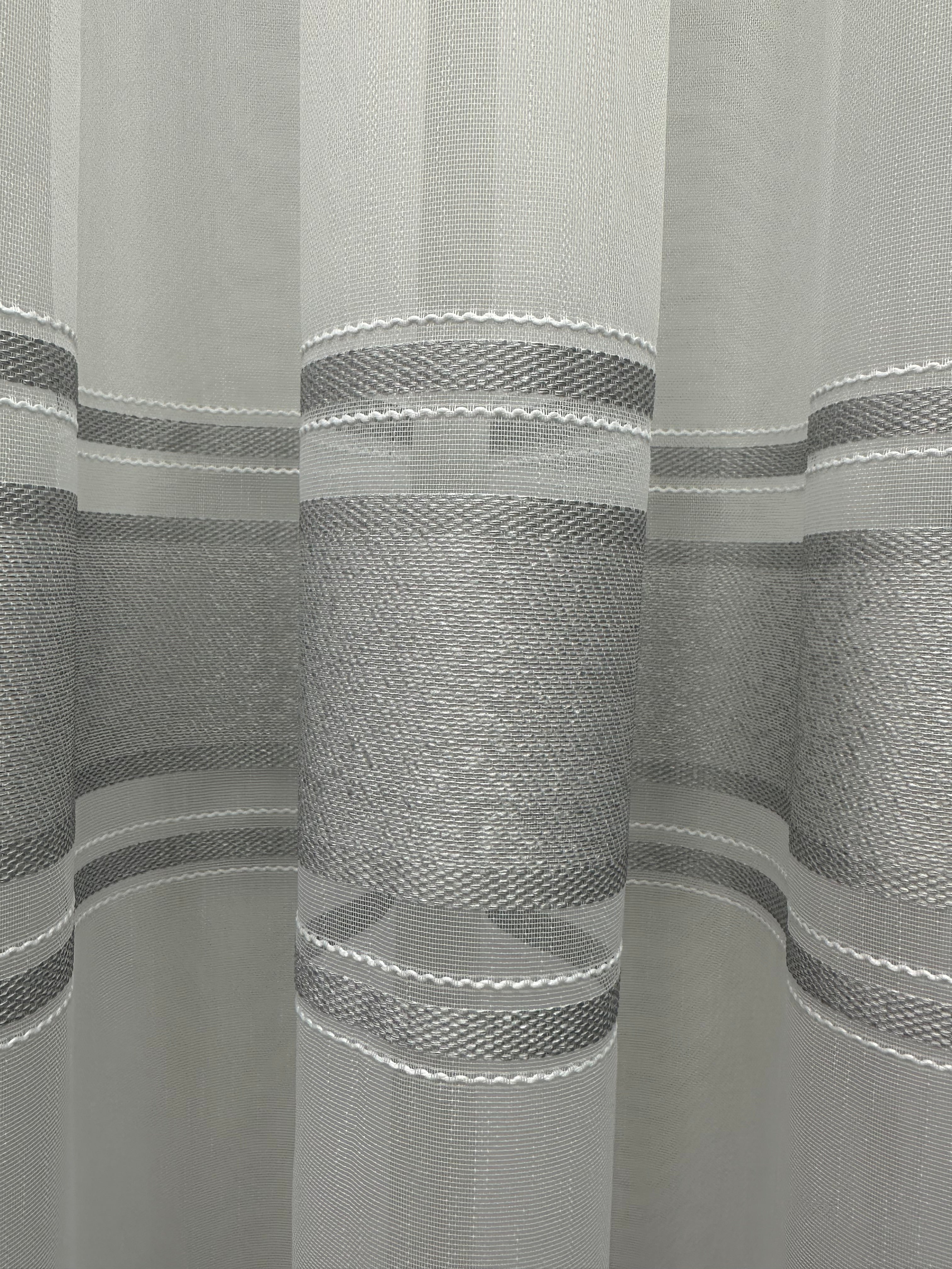 Bamboo-based sheer curtain with stripes, light gray color