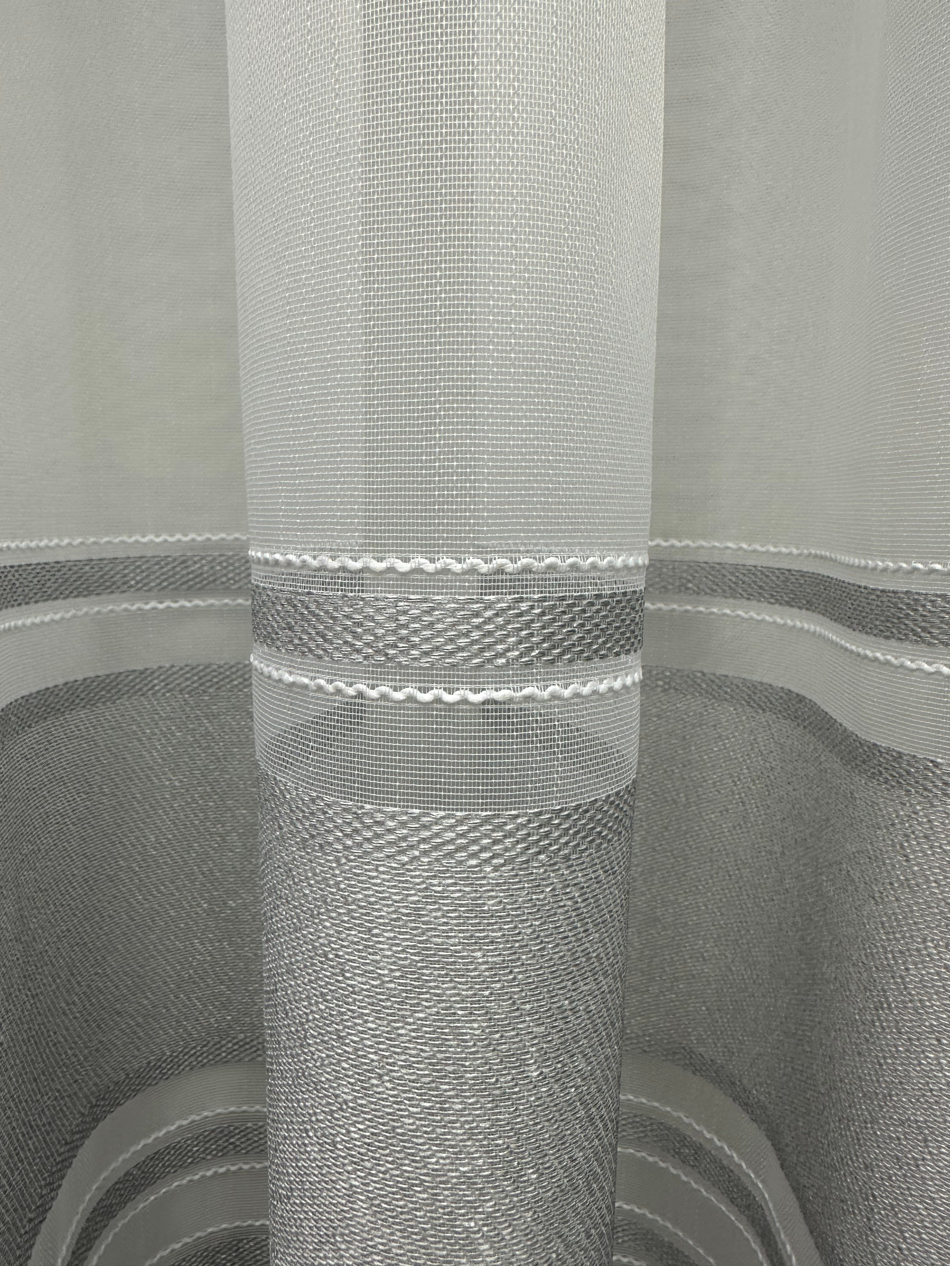 Bamboo-based sheer curtain with stripes, light gray color