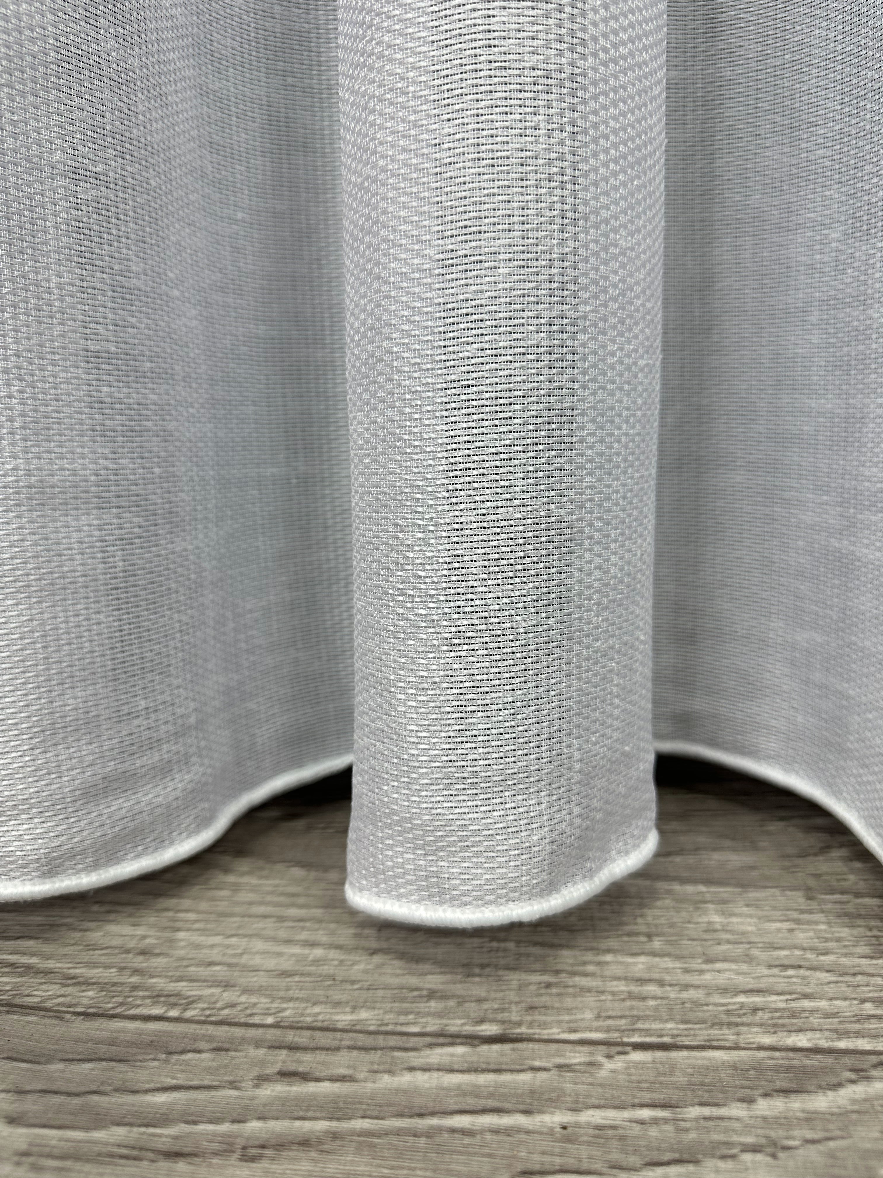 Linen sheer curtain with stripes, white color