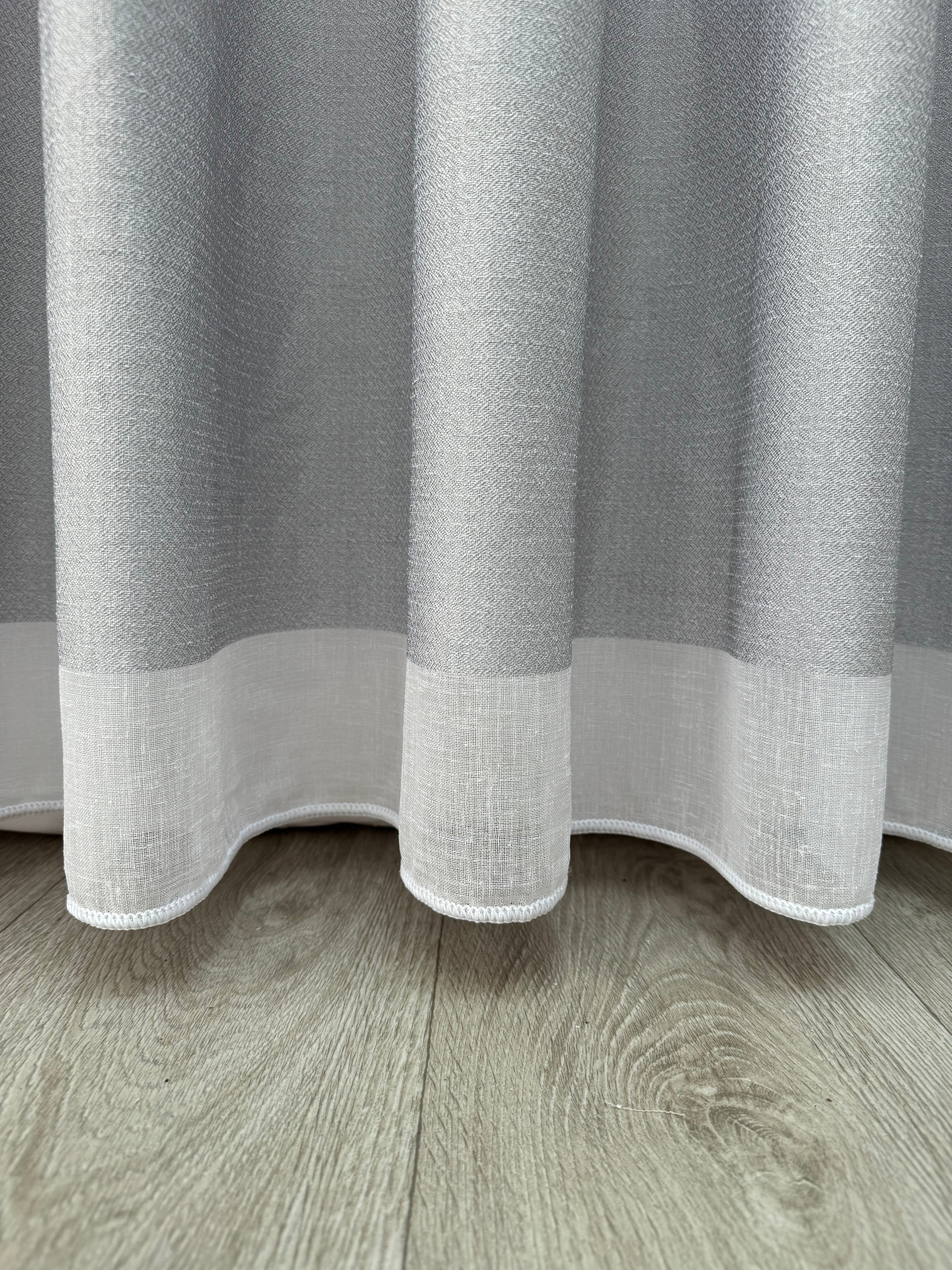 Linen sheer curtain with stripes, gray color