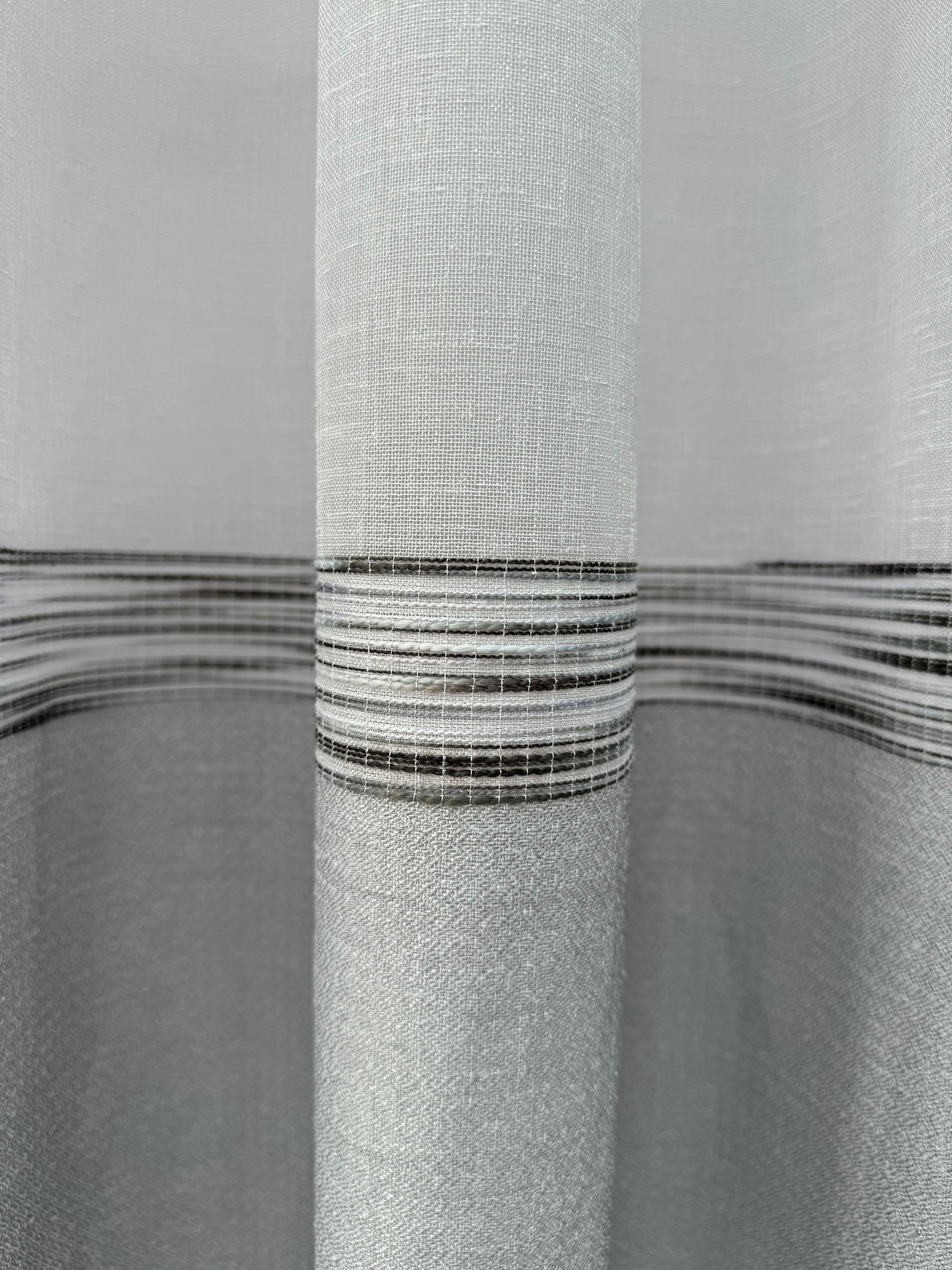 Linen sheer curtain with stripes, gray color