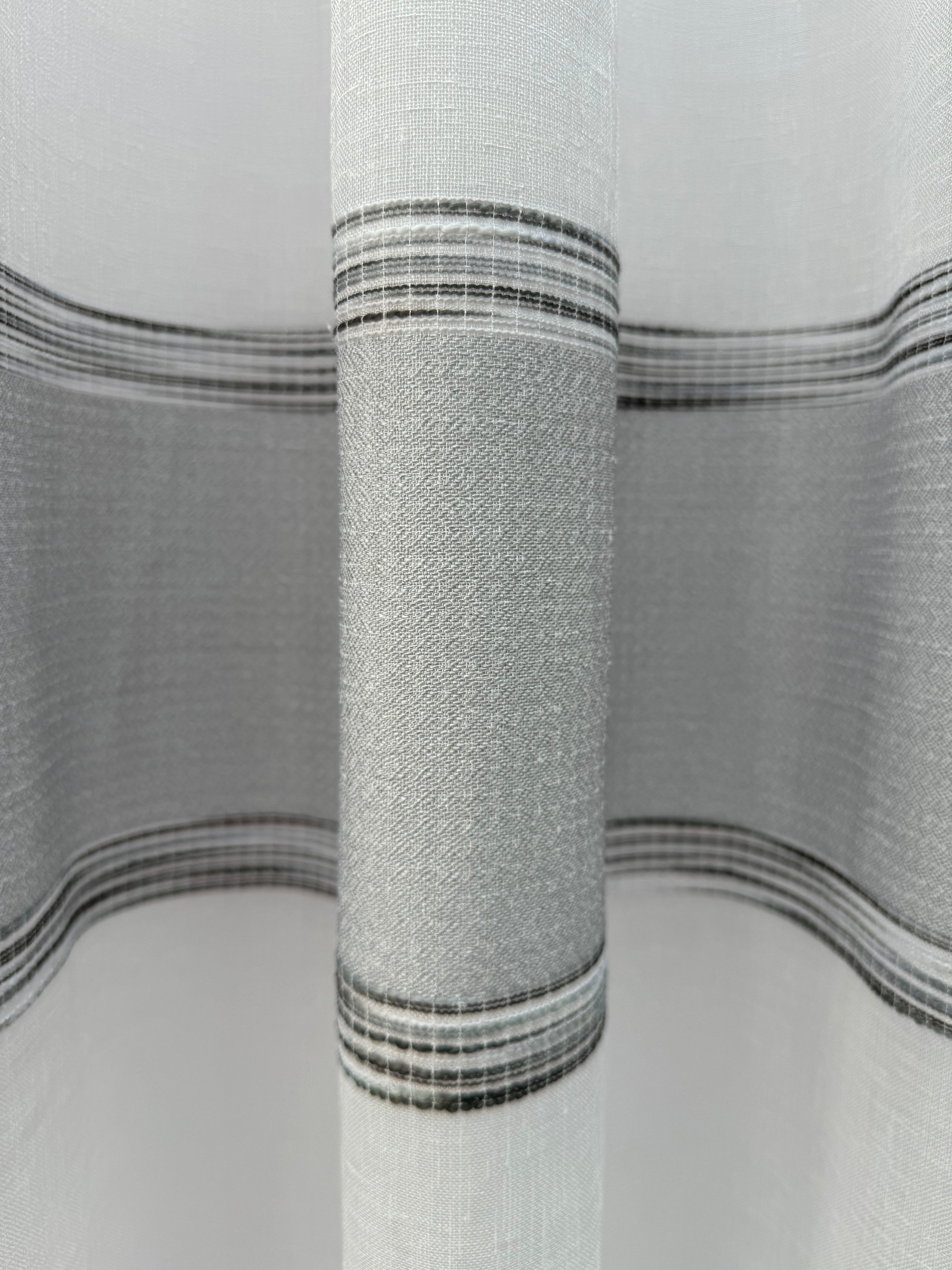 Linen sheer curtain with stripes, gray color