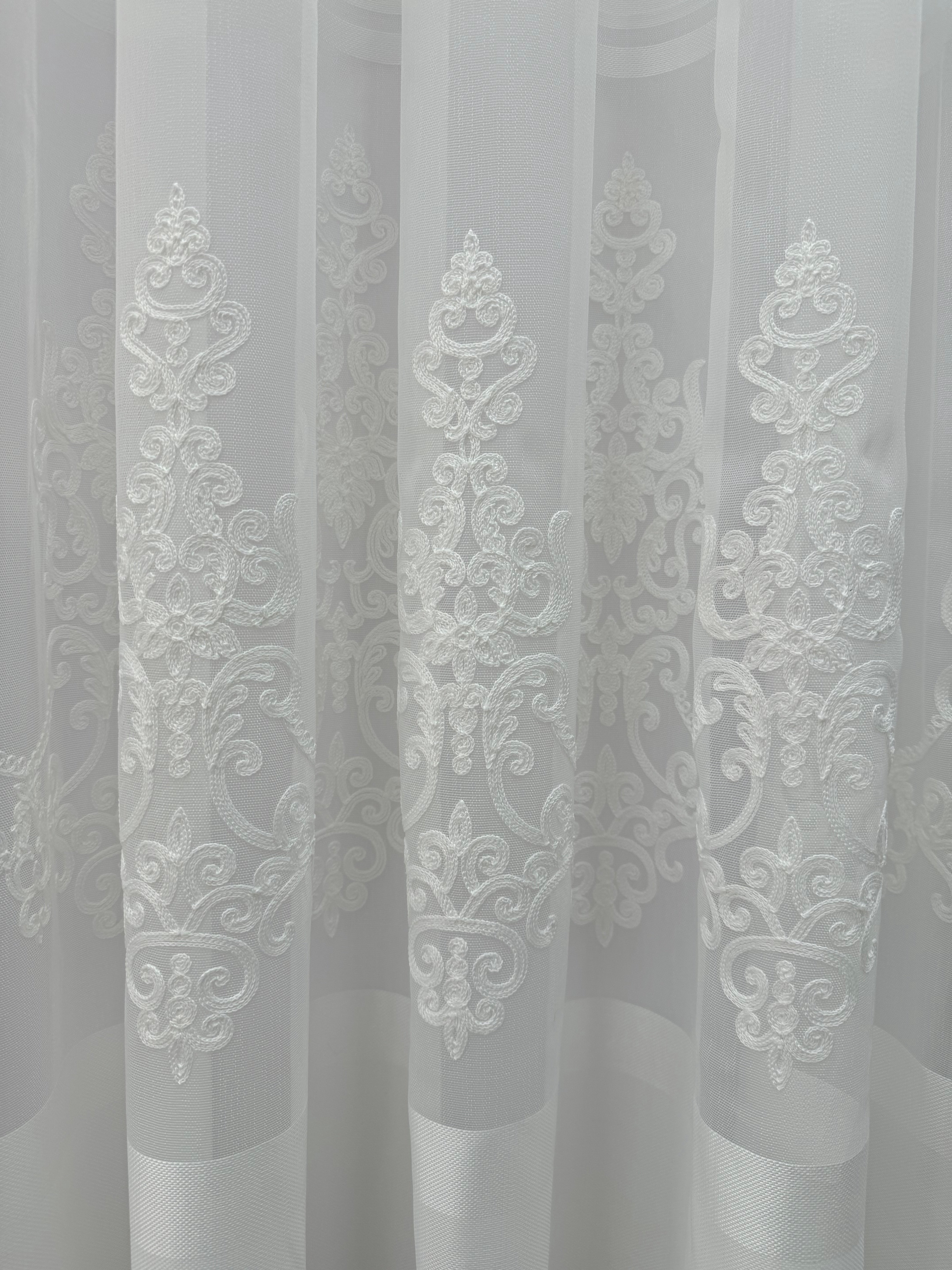 Sheer curtain with beautiful embroidery, milk color