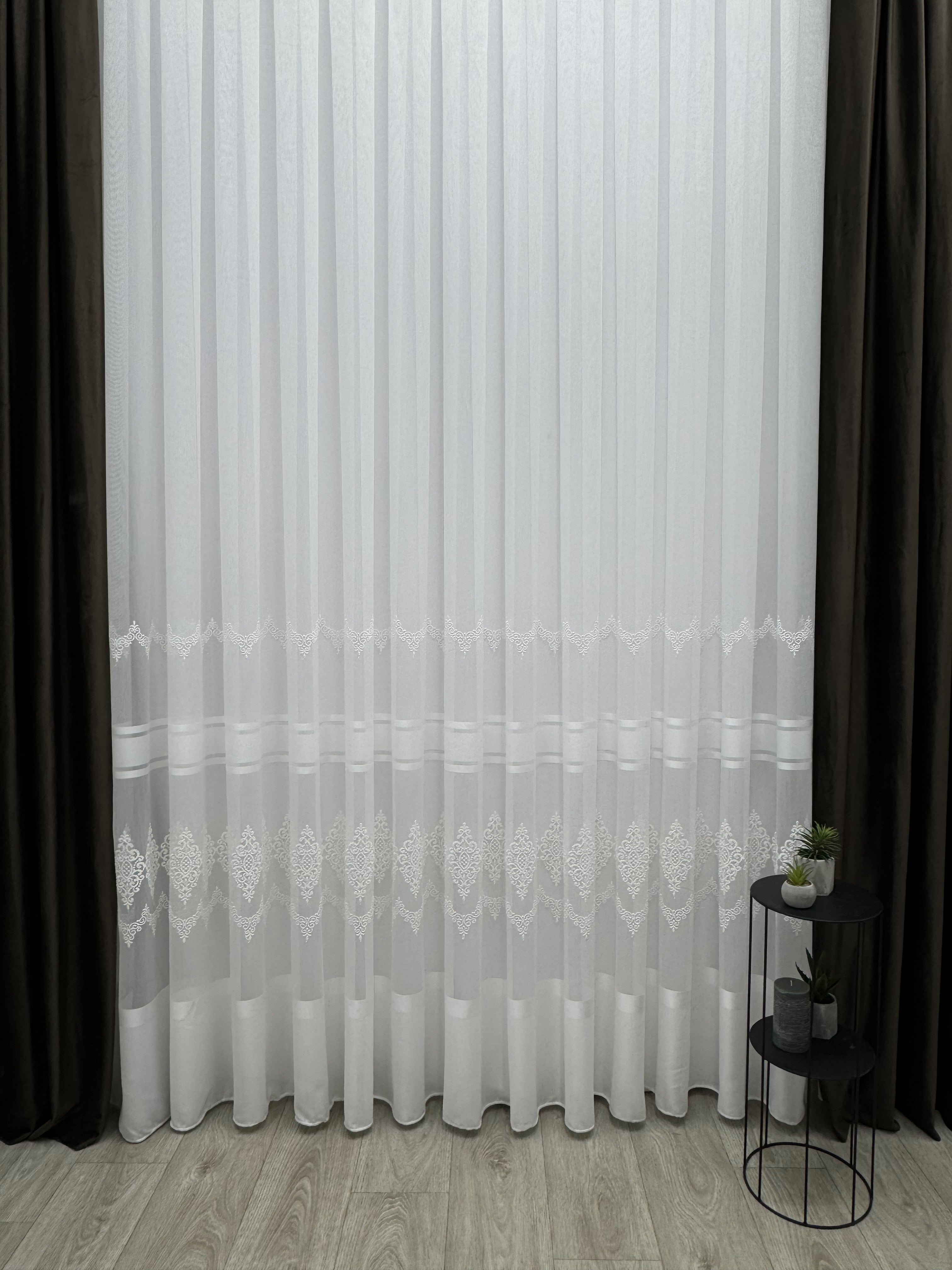 Sheer curtain with beautiful embroidery, milk color