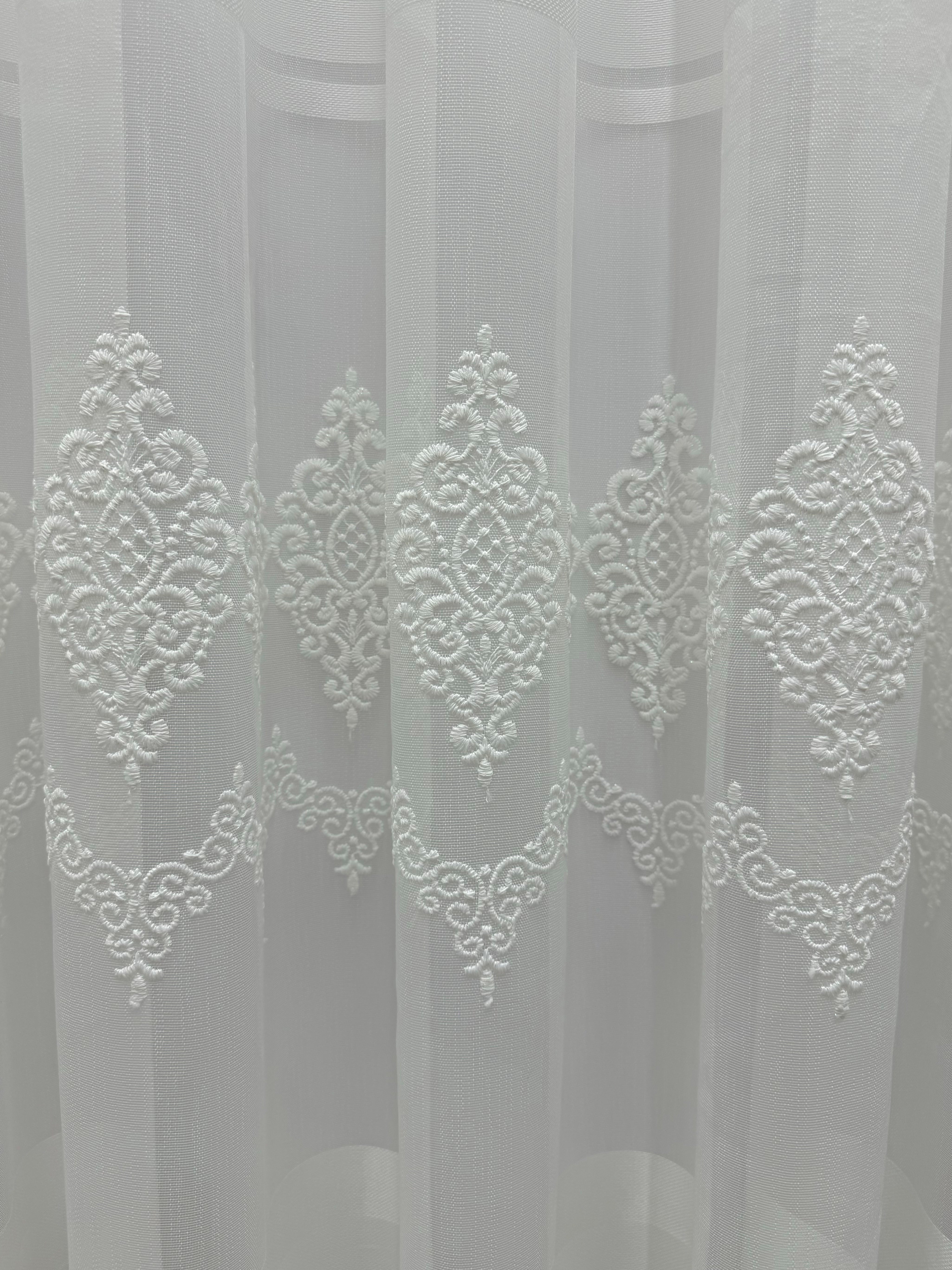 Sheer curtain with beautiful embroidery, milk color