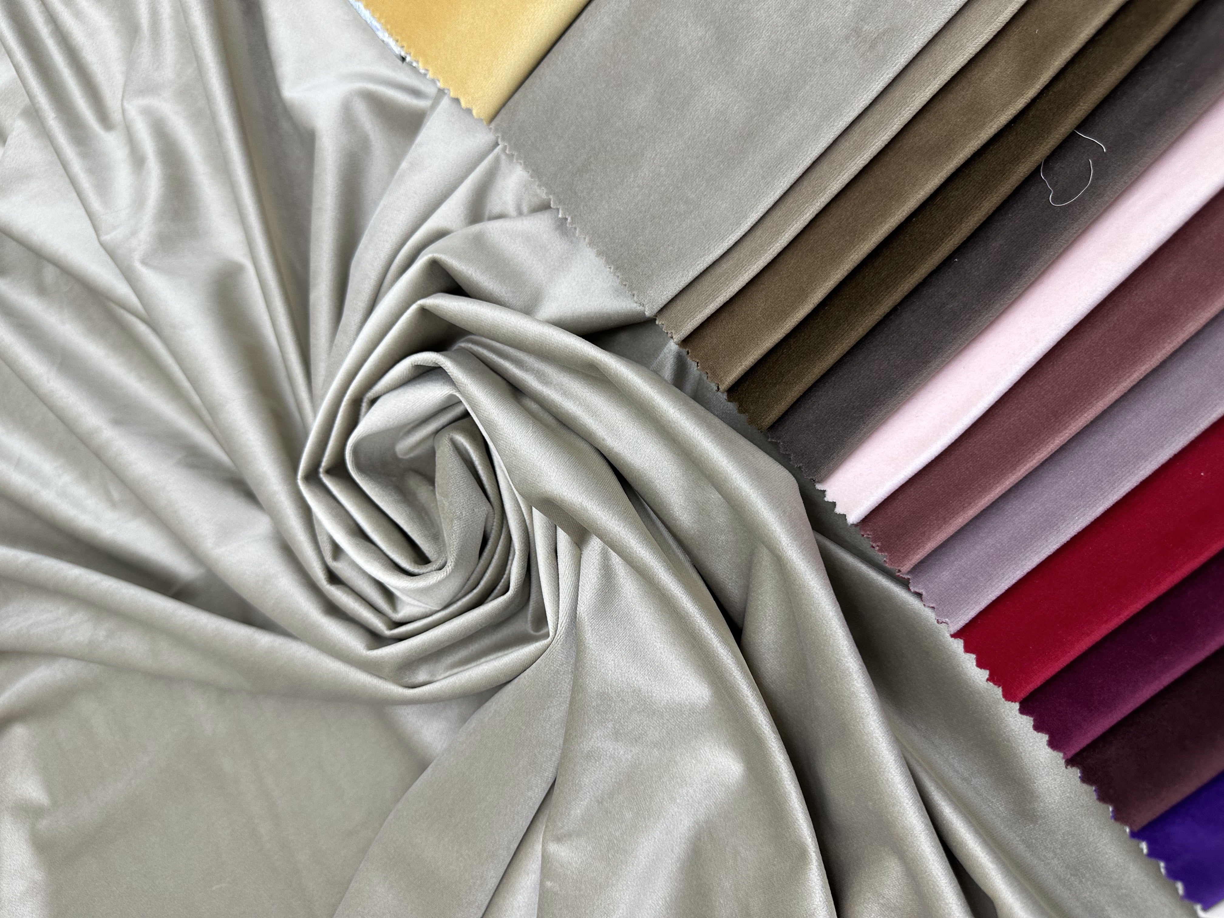 Velvet plain curtains, gray-beige color