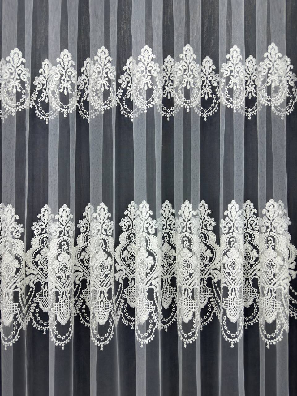 Premium quality sheer curtain with embroidery on the base, milk color