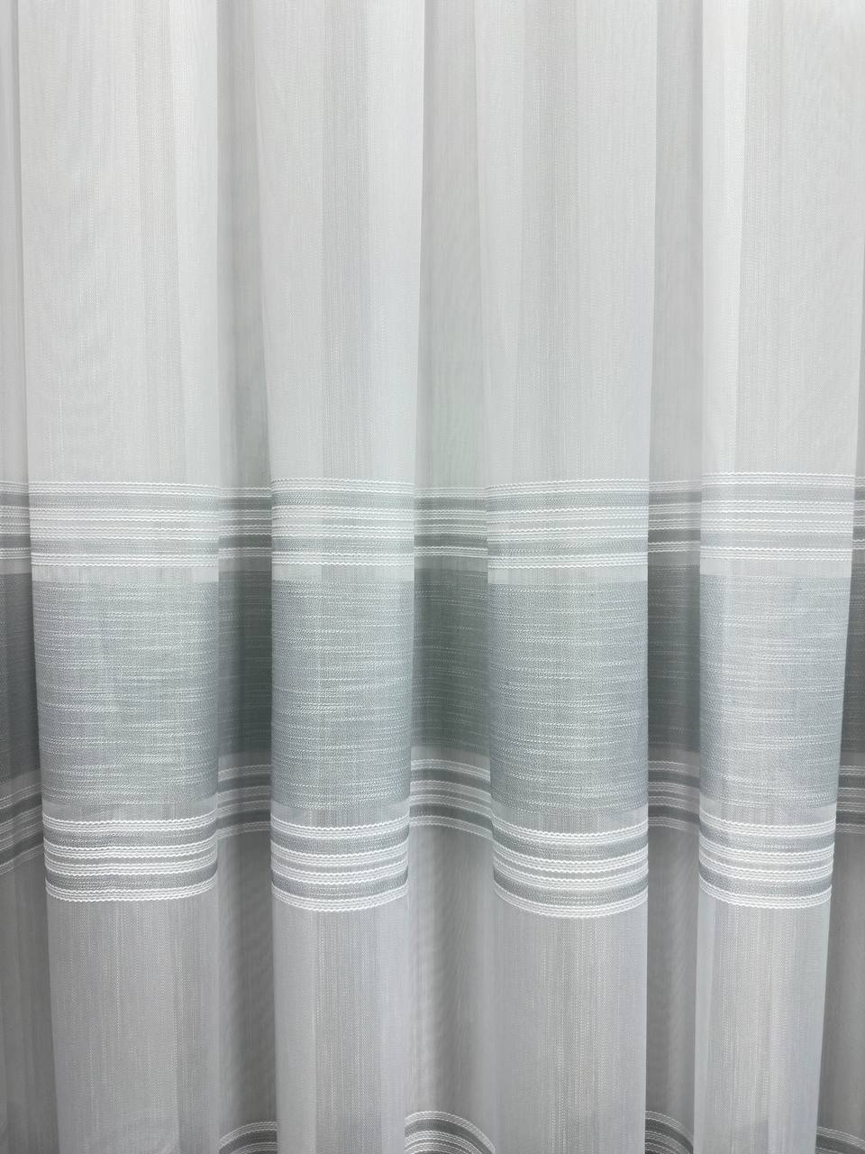 Bamboo-based sheer curtain with linen stripes, gray color
