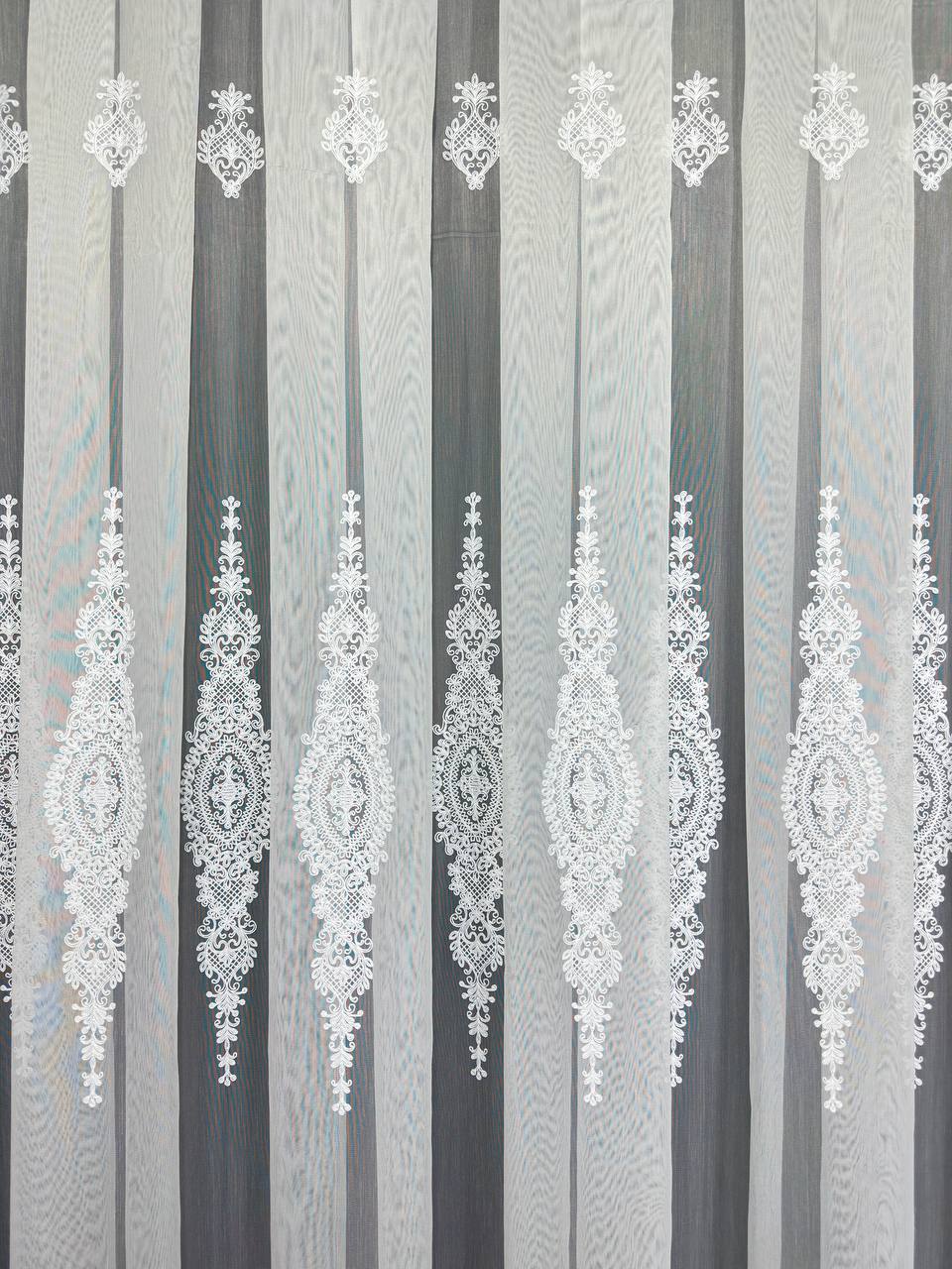 Bamboo-based sheer curtain with beautiful embroidery, white color