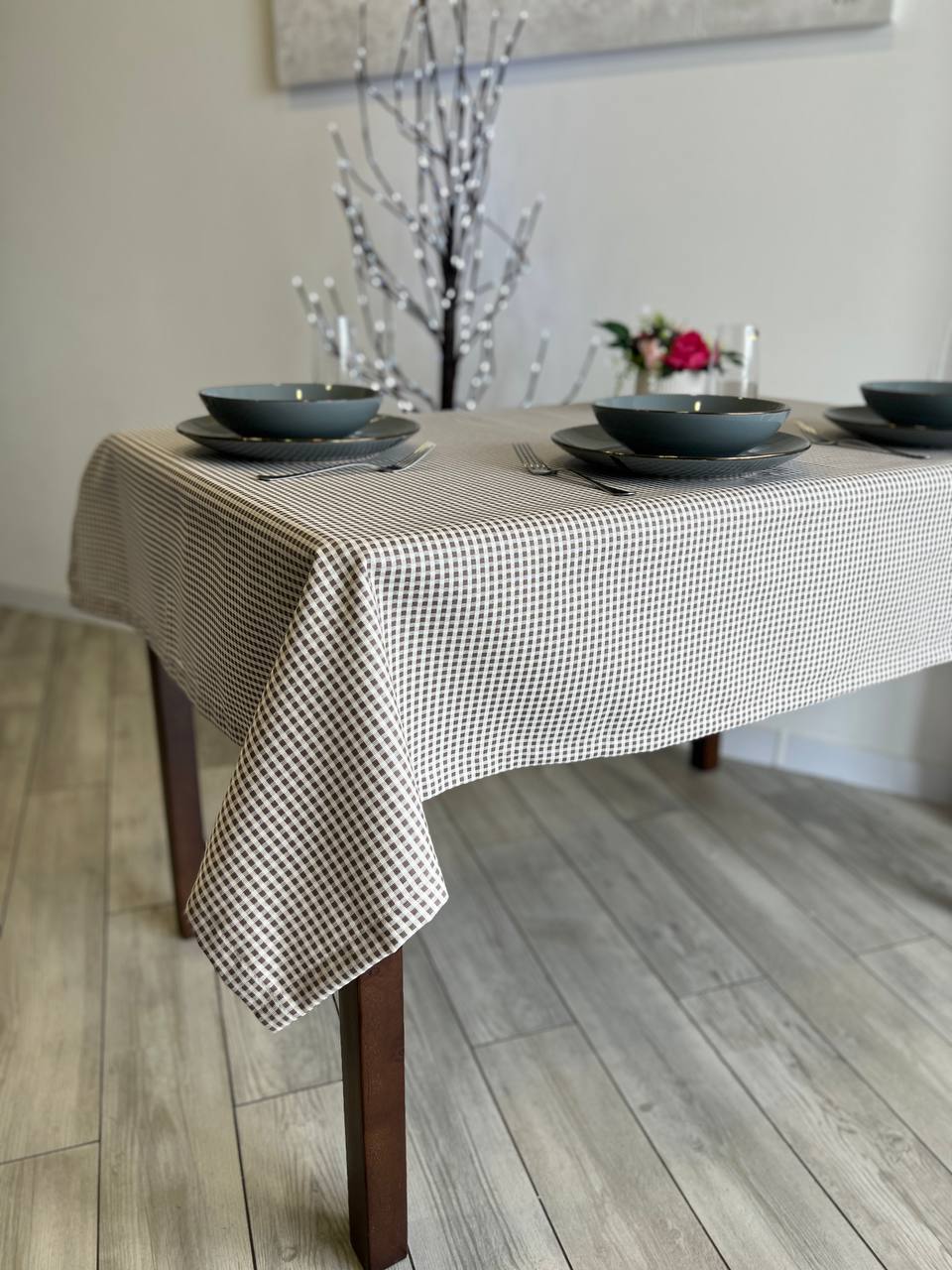 Linen waterproof tablecloth with Teflon, Geometry collection, luxury quality (custom or standard size)