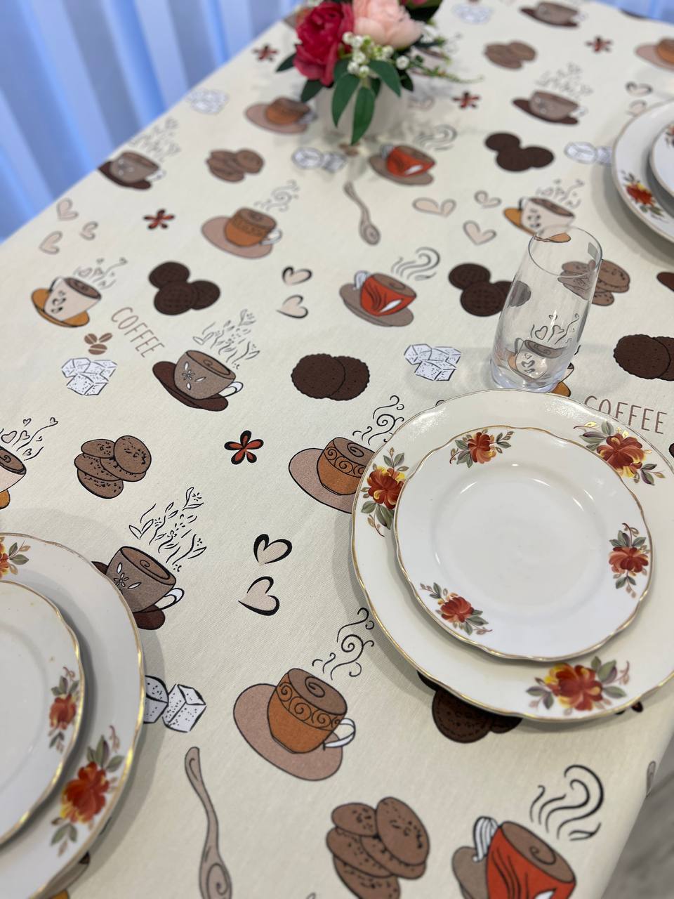 Linen waterproof tablecloth with Teflon, Geometry collection, luxury quality (custom or standard size)