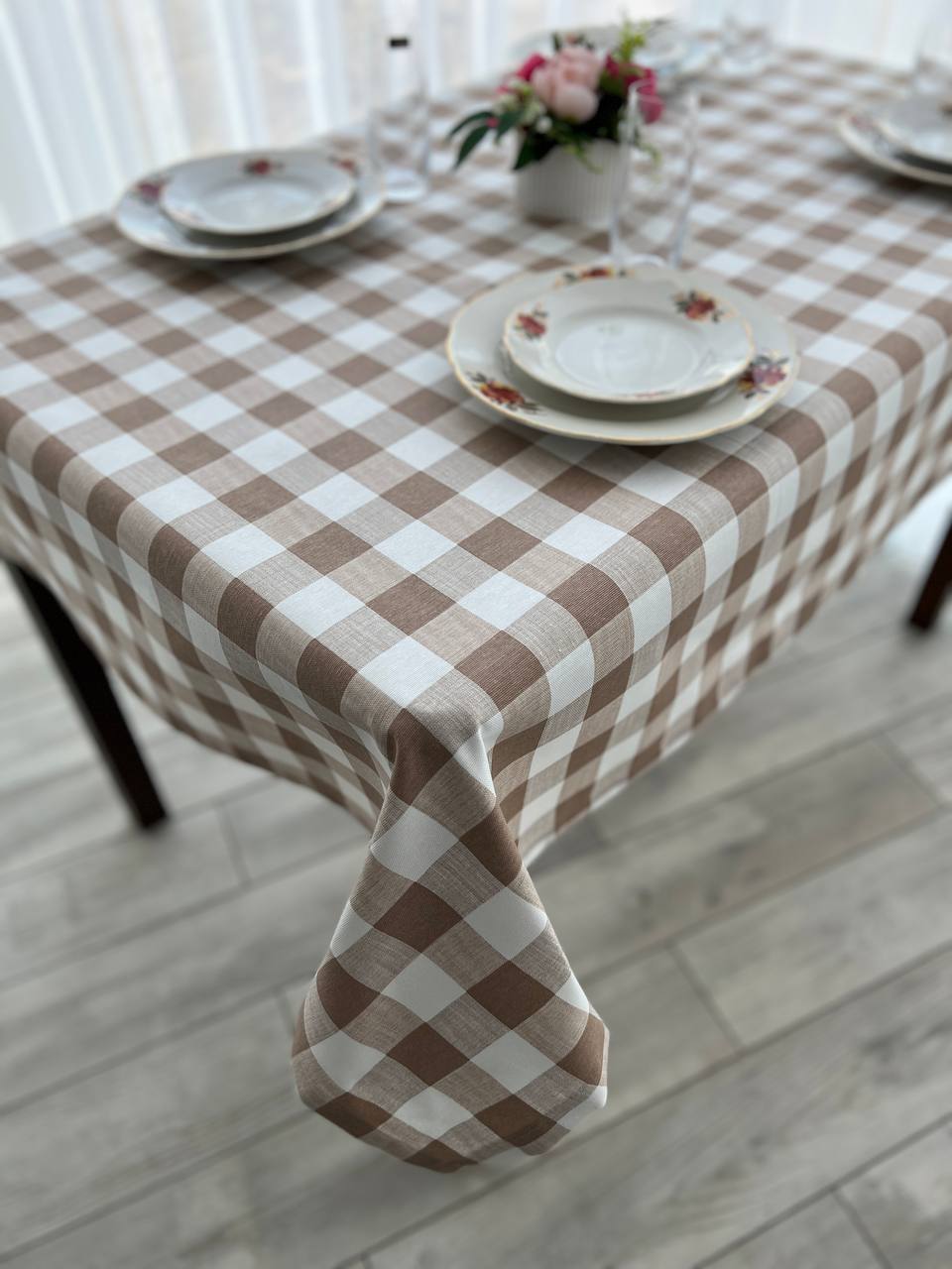 Linen waterproof tablecloth with Teflon, Geometry collection, luxury quality (custom or standard size)