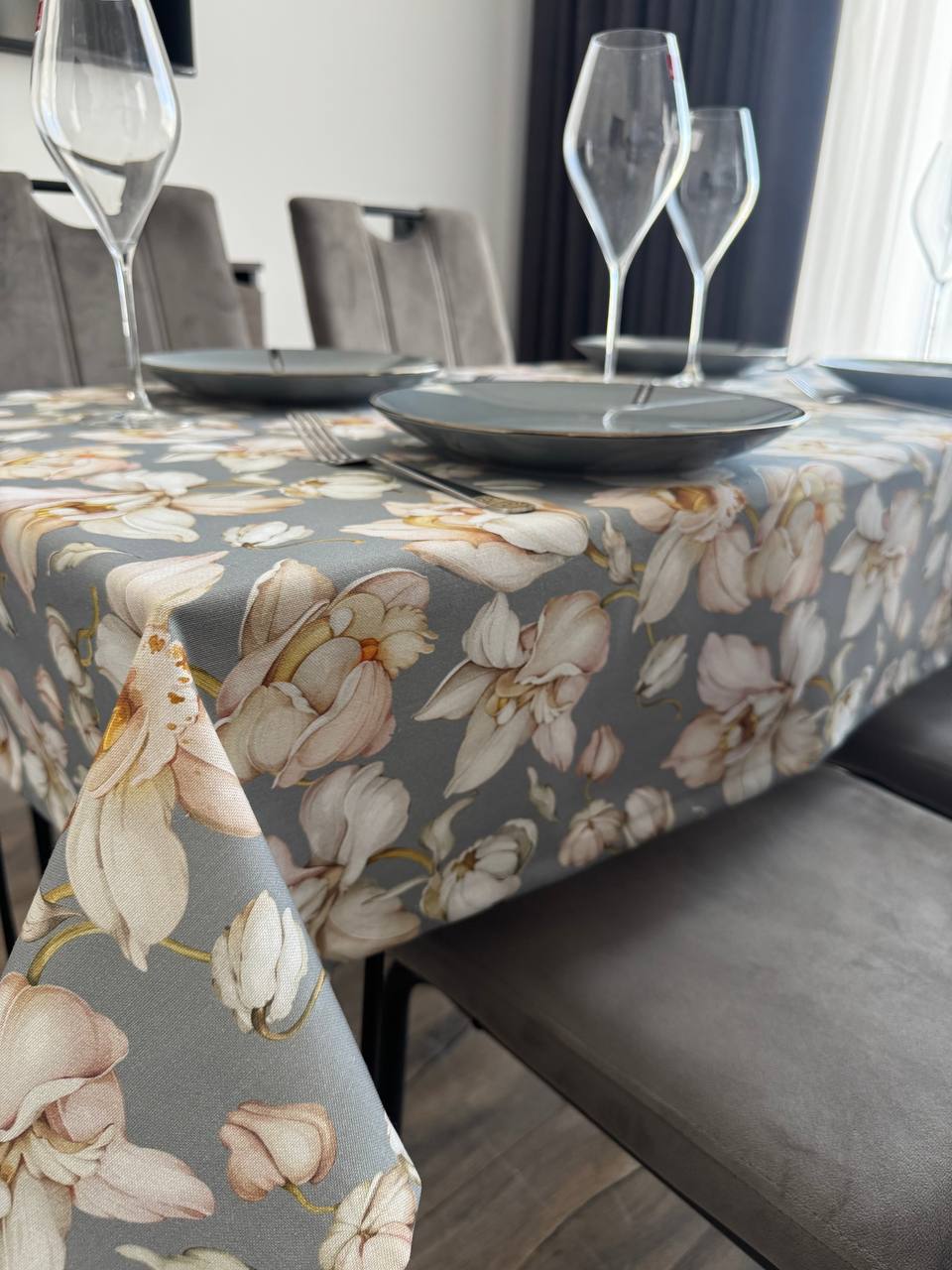 Linen waterproof tablecloth with Teflon, Geometry collection, luxury quality (custom or standard size)