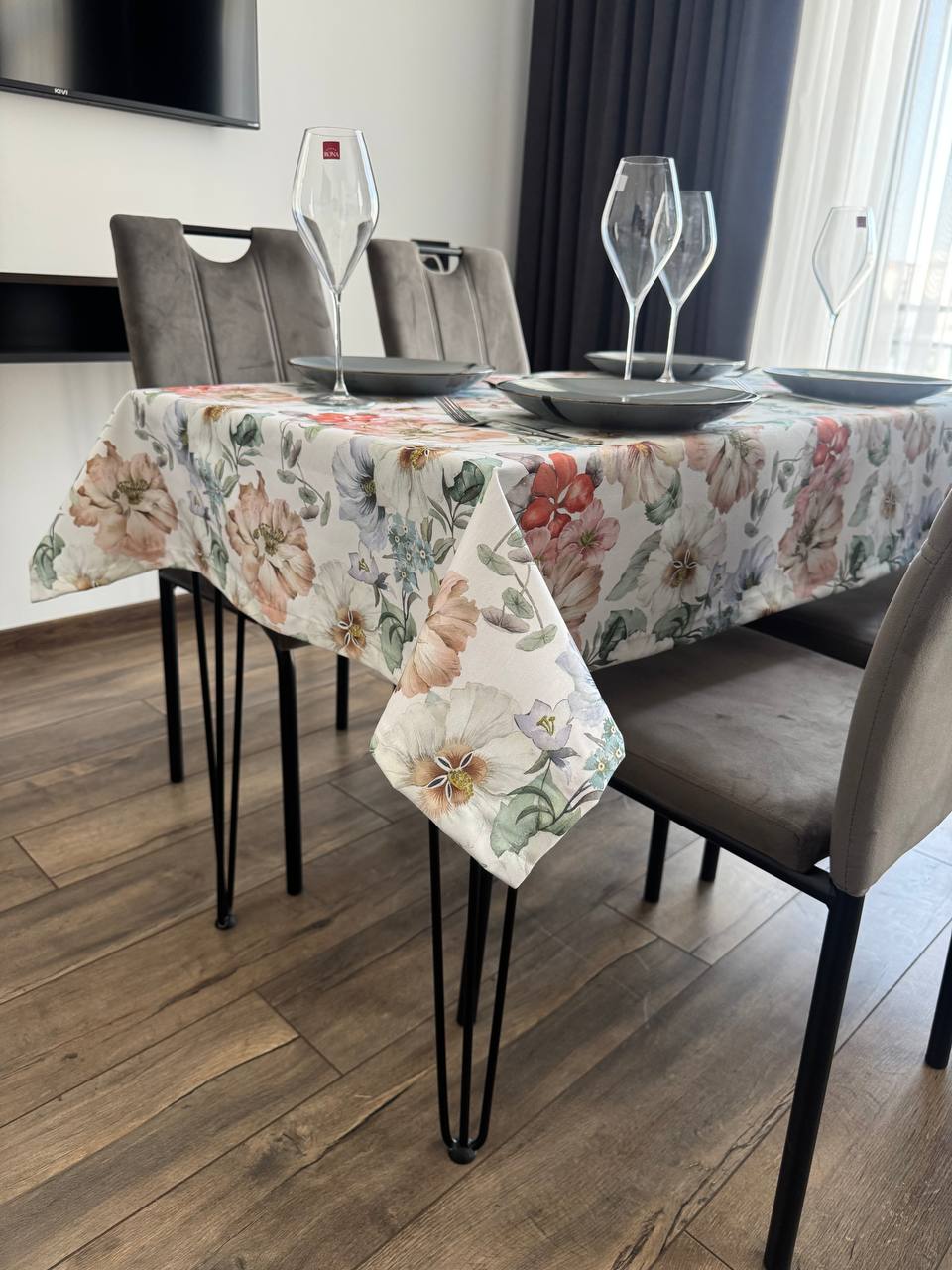 Linen waterproof tablecloth with Teflon, Geometry collection, luxury quality (custom or standard size)