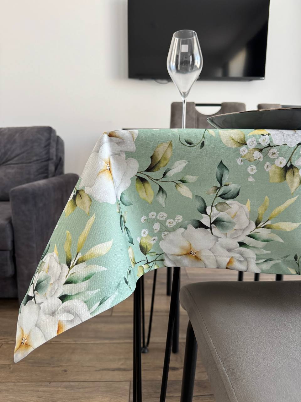 Linen waterproof tablecloth with Teflon, Geometry collection, luxury quality (custom or standard size)