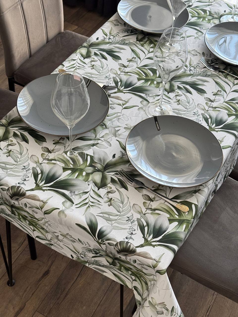 Linen waterproof tablecloth with Teflon, Geometry collection, luxury quality (custom or standard size)