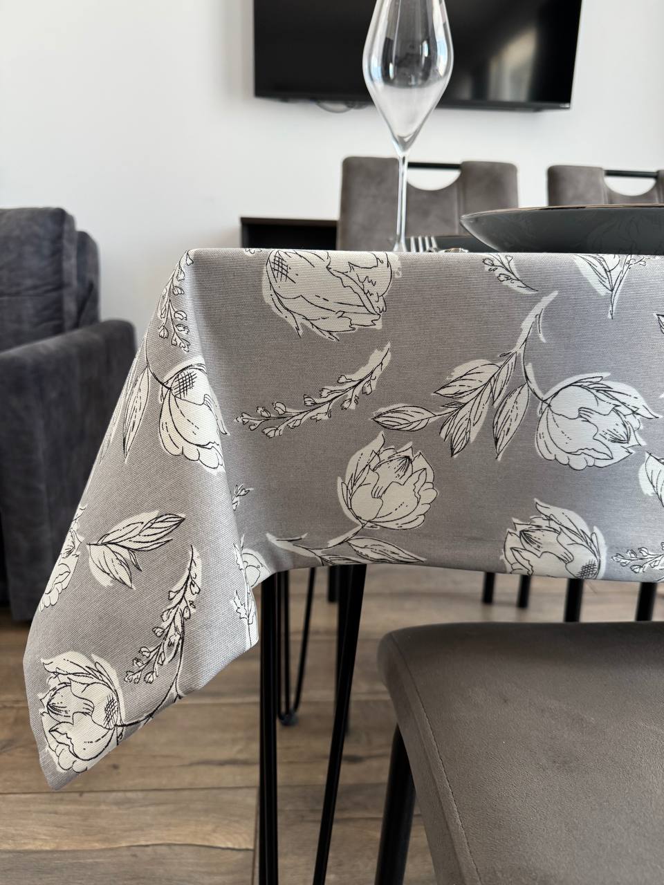 Linen waterproof tablecloth with Teflon, Geometry collection, luxury quality (custom or standard size)