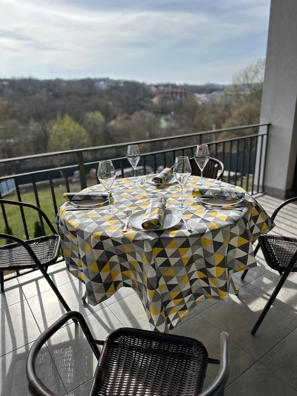 Linen waterproof tablecloth with Teflon, Geometry collection, luxury quality (custom or standard size)
