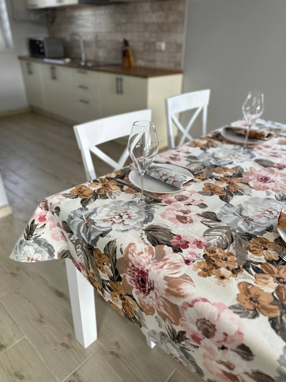Linen waterproof tablecloth with Teflon, Geometry collection, luxury quality (custom or standard size)