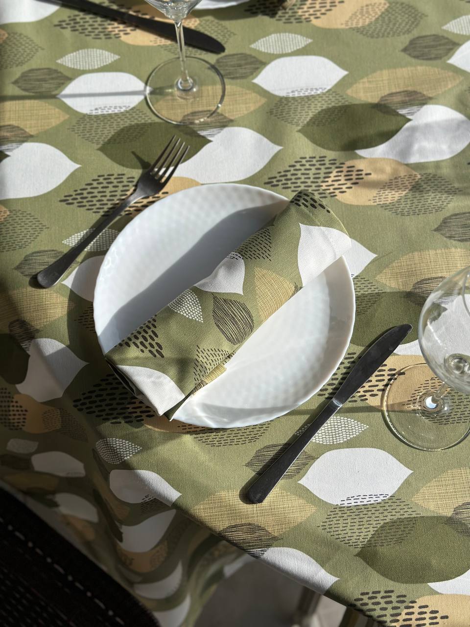 Linen waterproof tablecloth with Teflon, Geometry collection, luxury quality (custom or standard size)