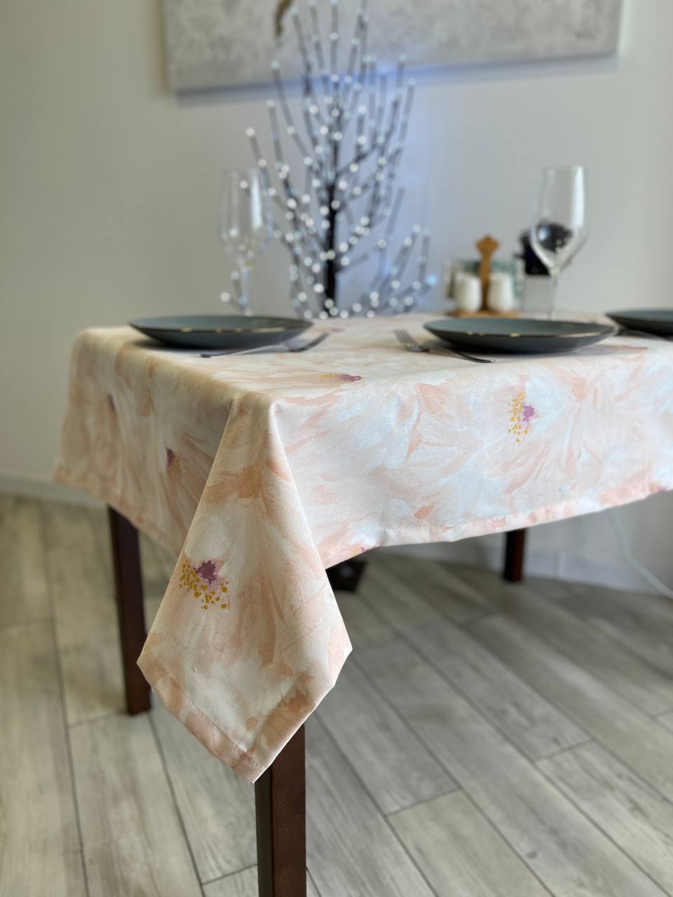 Linen waterproof tablecloth with Teflon, Geometry collection, luxury quality (custom or standard size)