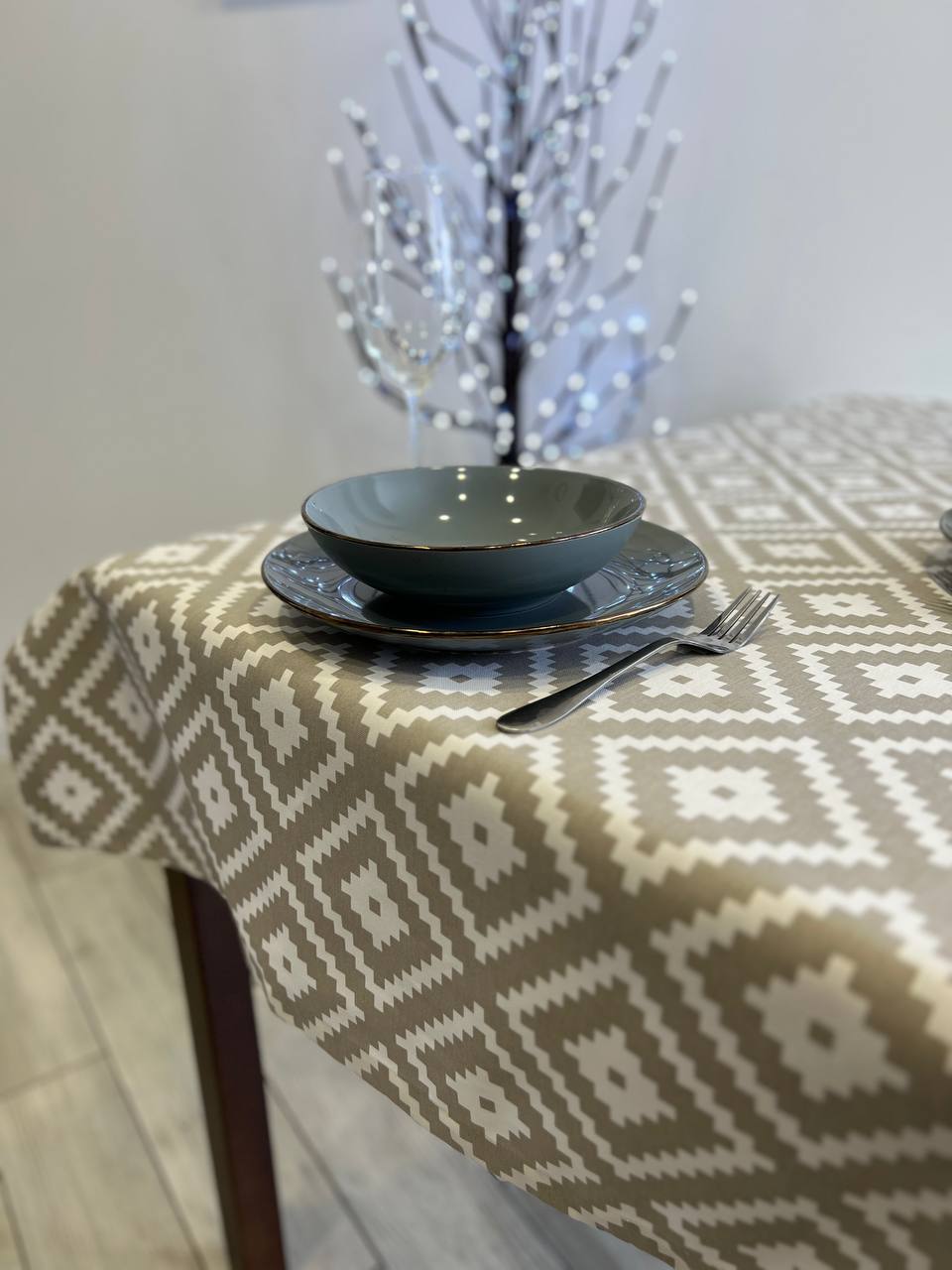 Linen waterproof tablecloth with Teflon, Geometry collection, luxury quality (custom or standard size)