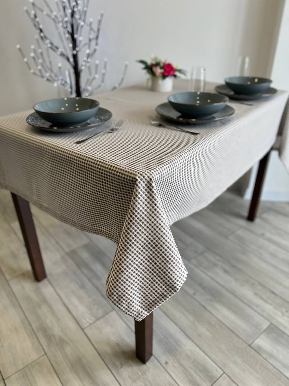 Linen waterproof tablecloth with Teflon, Geometry collection, luxury quality (custom or standard size)