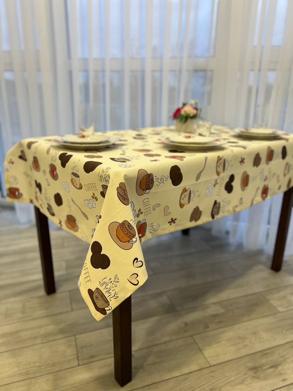 Linen waterproof tablecloth with Teflon, Geometry collection, luxury quality (custom or standard size)